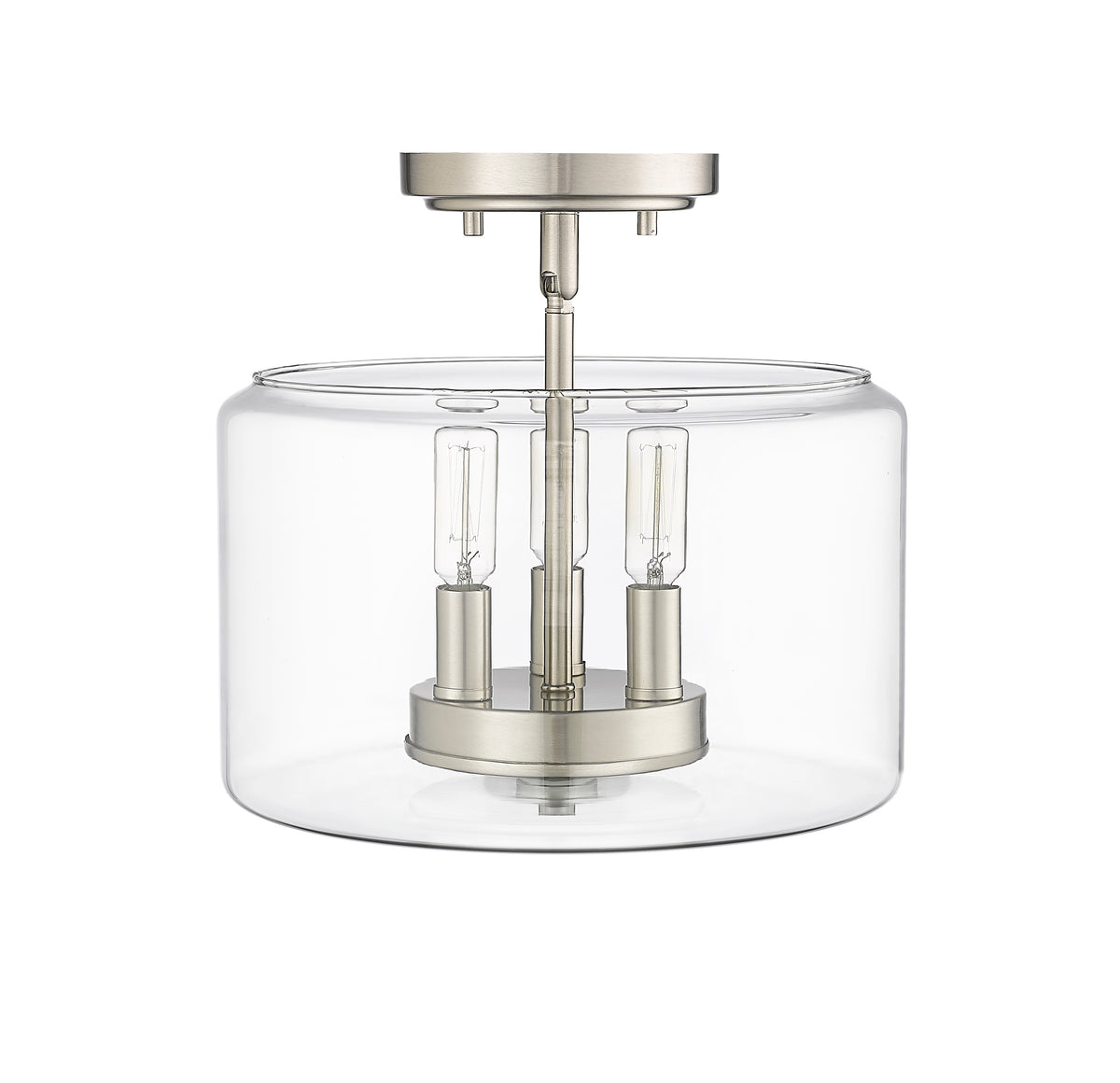 10.6'' Asheville Brushed NickelClear 3 Light Semi-Flush Mount