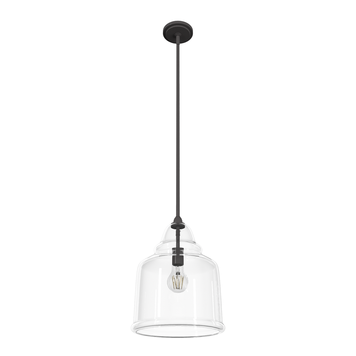 Dunshire 12-inch 1-light Noble Bronze Pendant with Clear Glass Bell Design