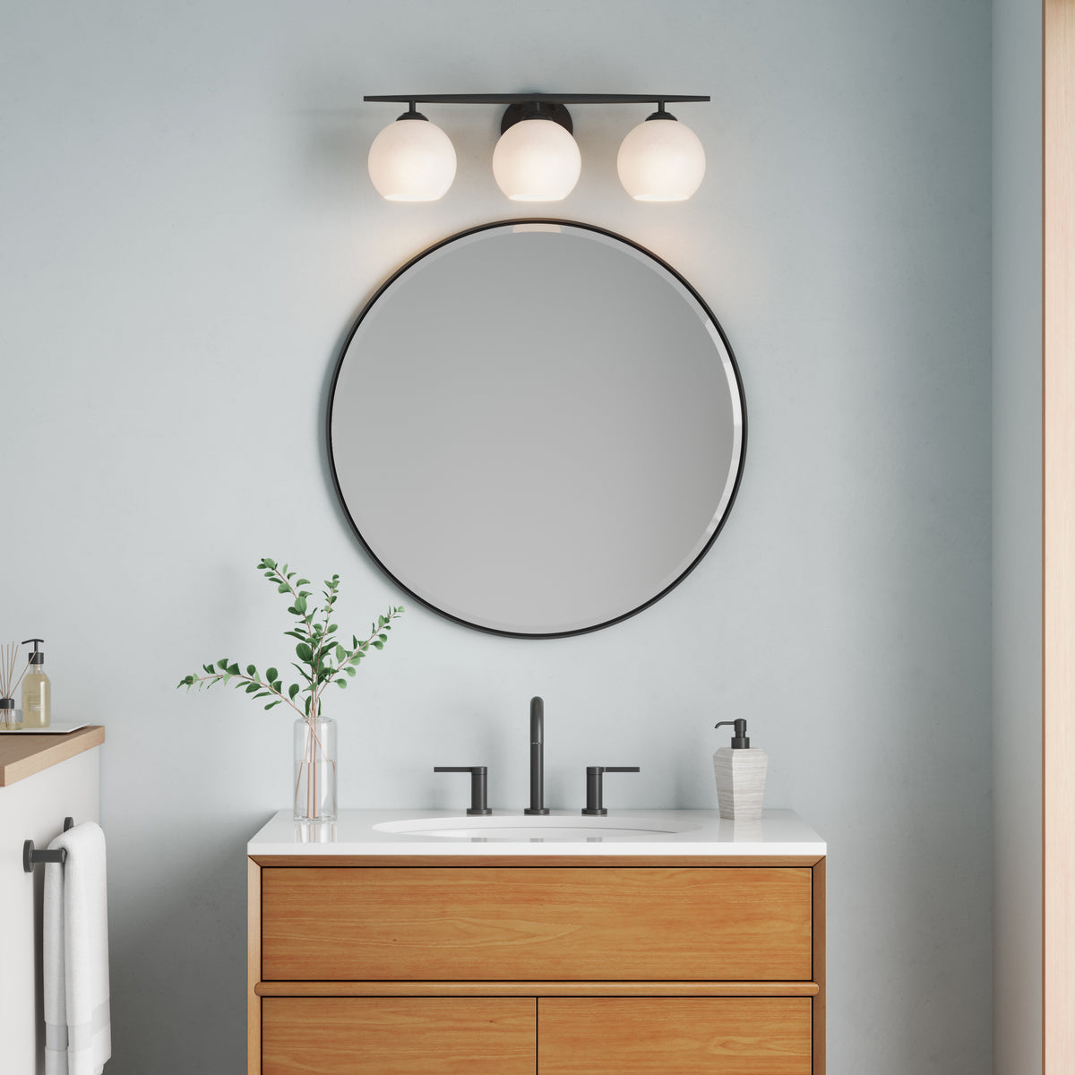 24'' Kimorra Matte Black 3 Light Bath Vanity