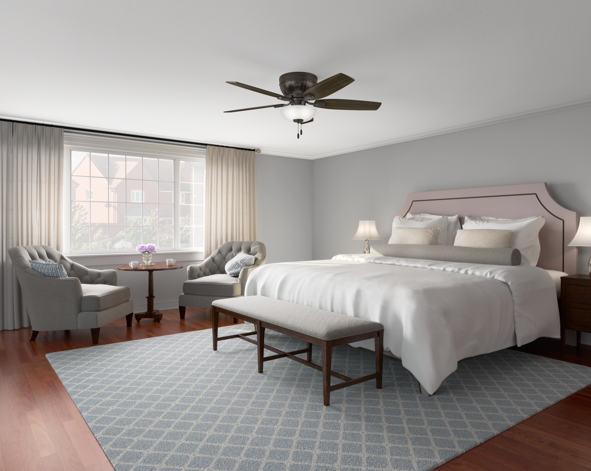 52 inch Kenbridge Noble Bronze Low Profile Ceiling Fan with LED Light Kit and Pull Chain