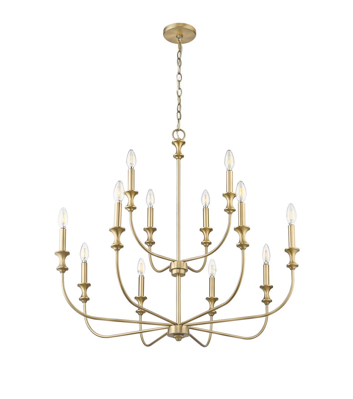 31.5'' Savanne Vintage Brass 12 Light Chandelier