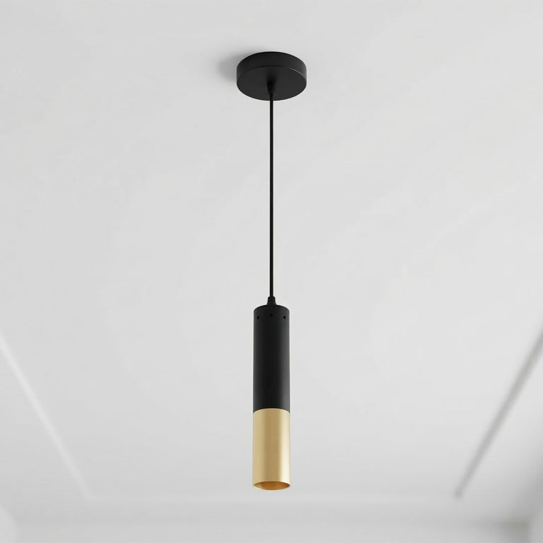 Anem 1 Light Satin Gold Mini Pendant with Matte Black Finish