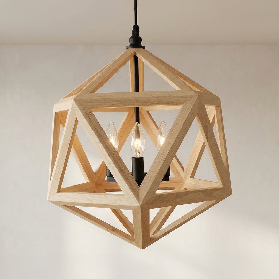Lante 3 Light Wood Pendant Black Pendant