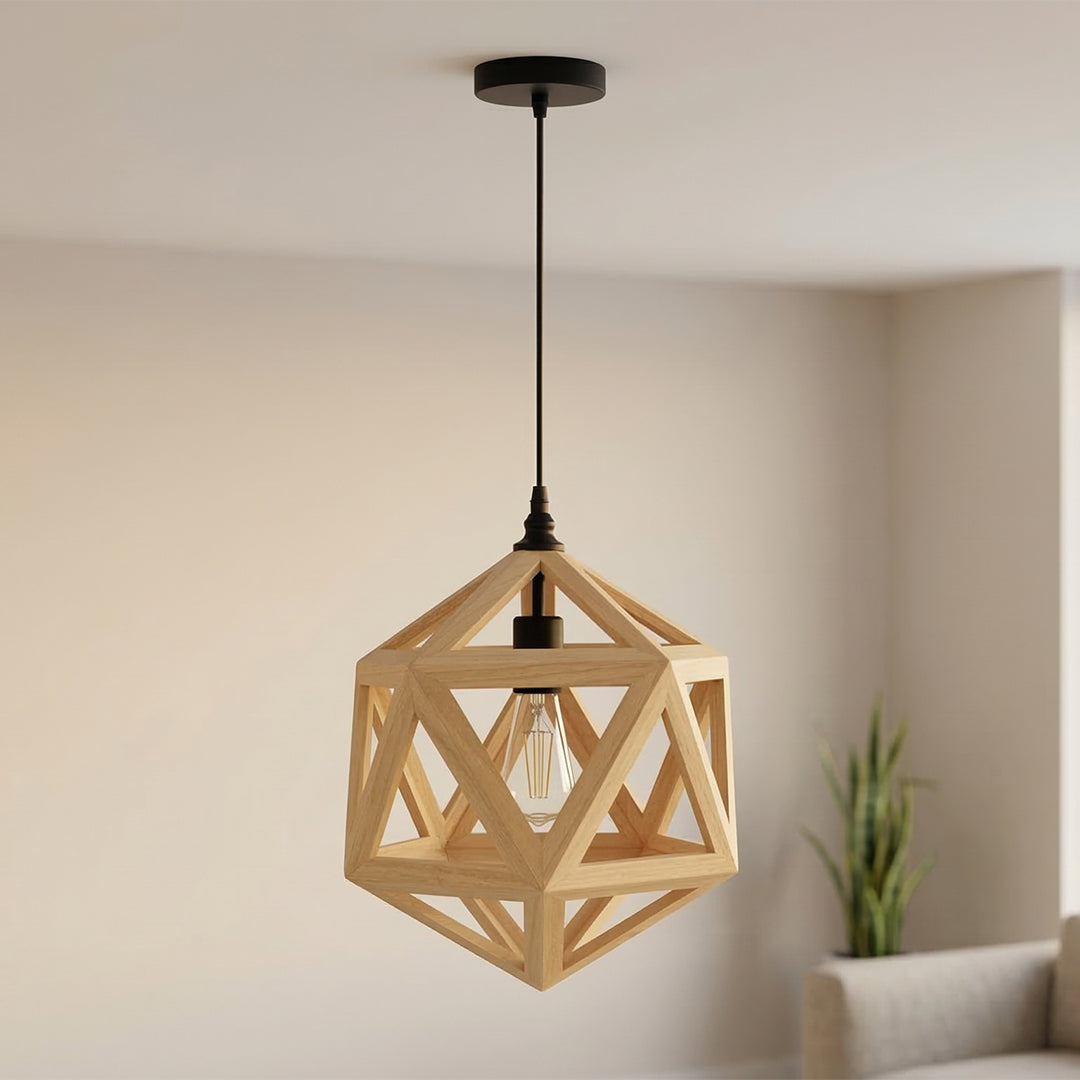 Lante 1 Light Black Pendant Wood Pendant
