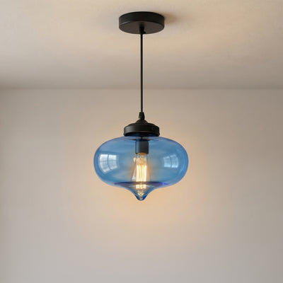 Glass 1 Light Down Blue Pendant Light