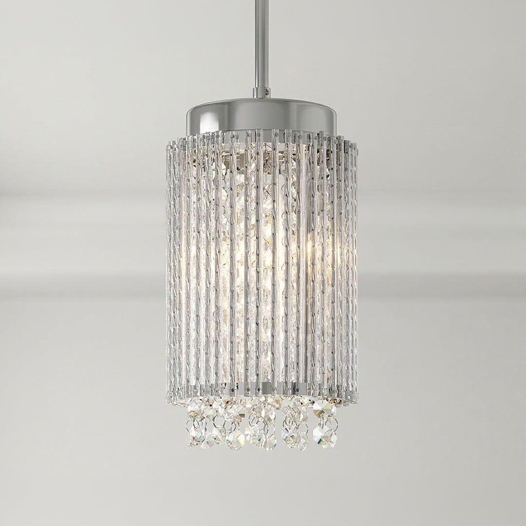 Claire 2 Light Drum Shade Mini Pendant With Chrome Finish