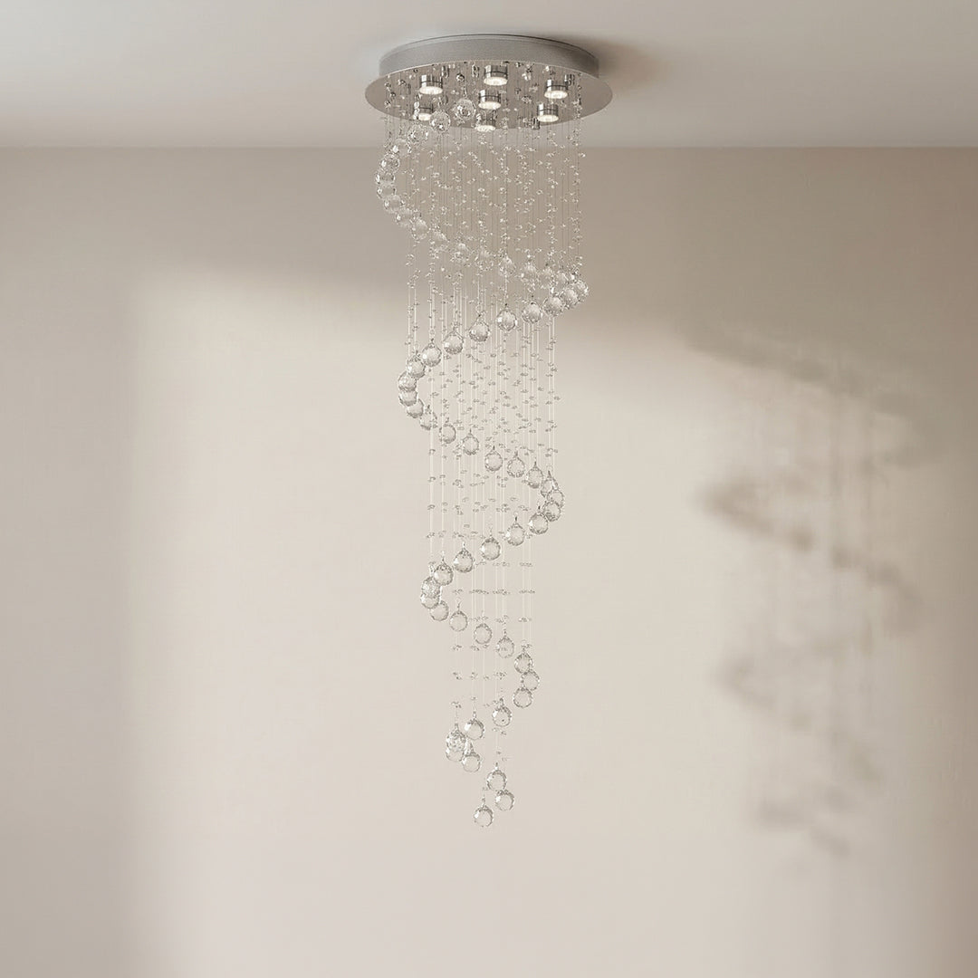 Spiral 7 Light Chrome Chandelier Flush Mount