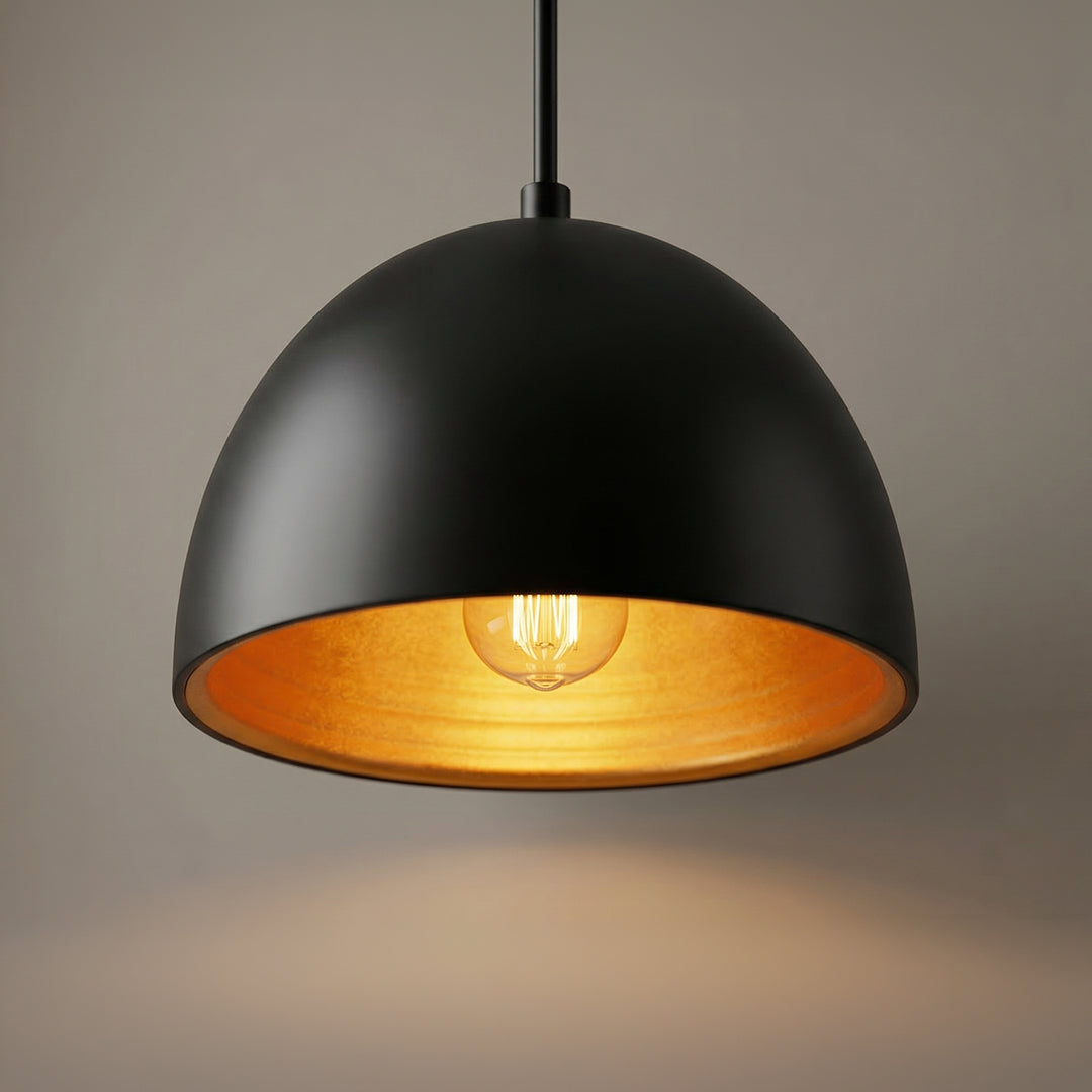 Modest 1 Light 7in Black Down Pendant Light