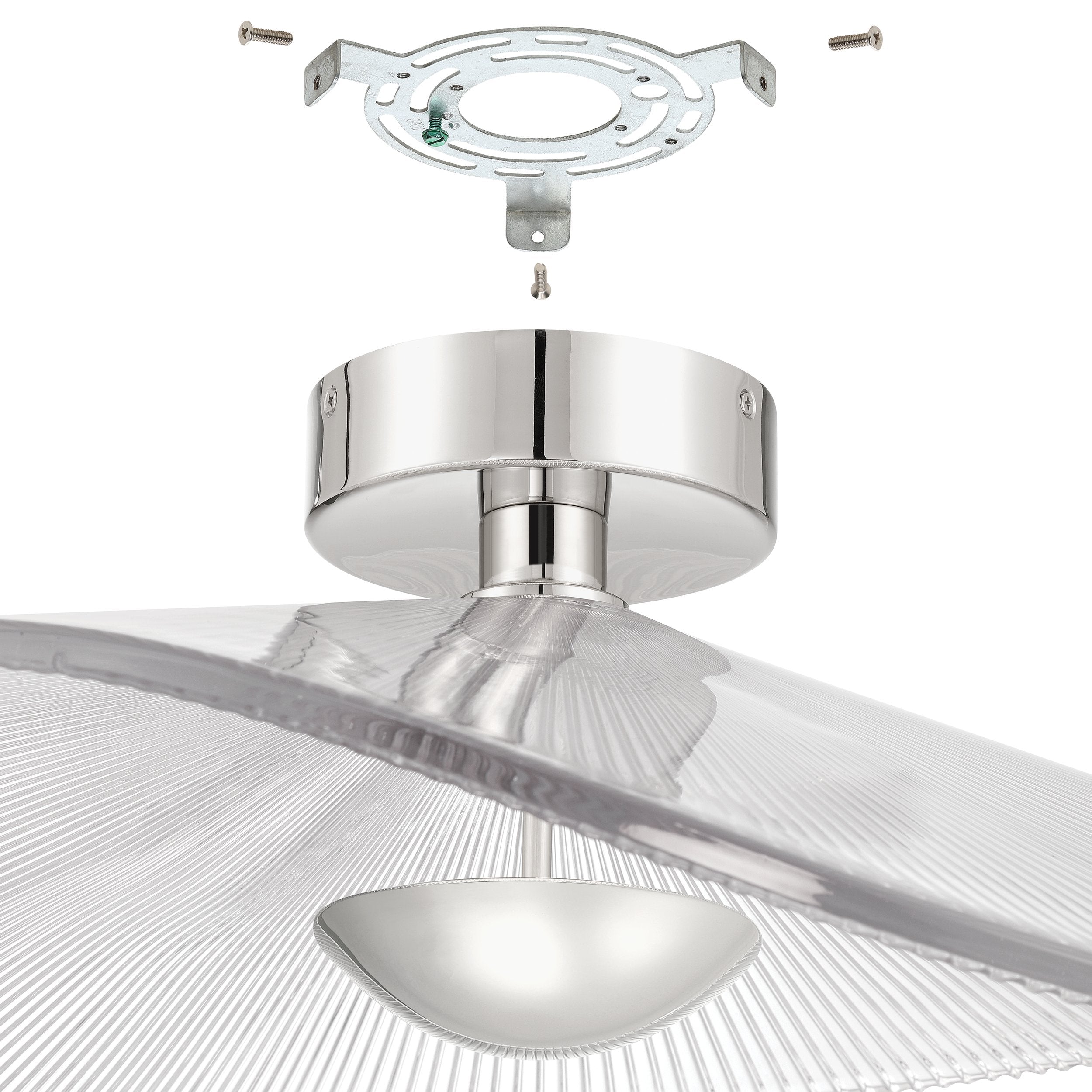Novella 24-inch Polished Nickel LED Convertible Pendant with Clear Ribbed Glass Shade