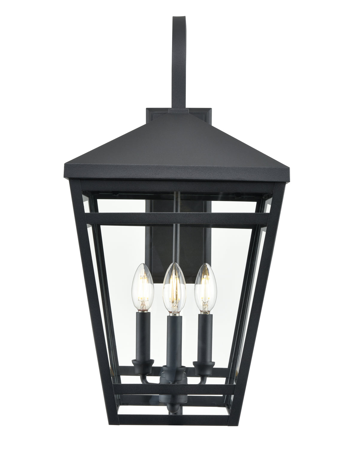12'' Seager Textured Black 3 Light Wall Sconce