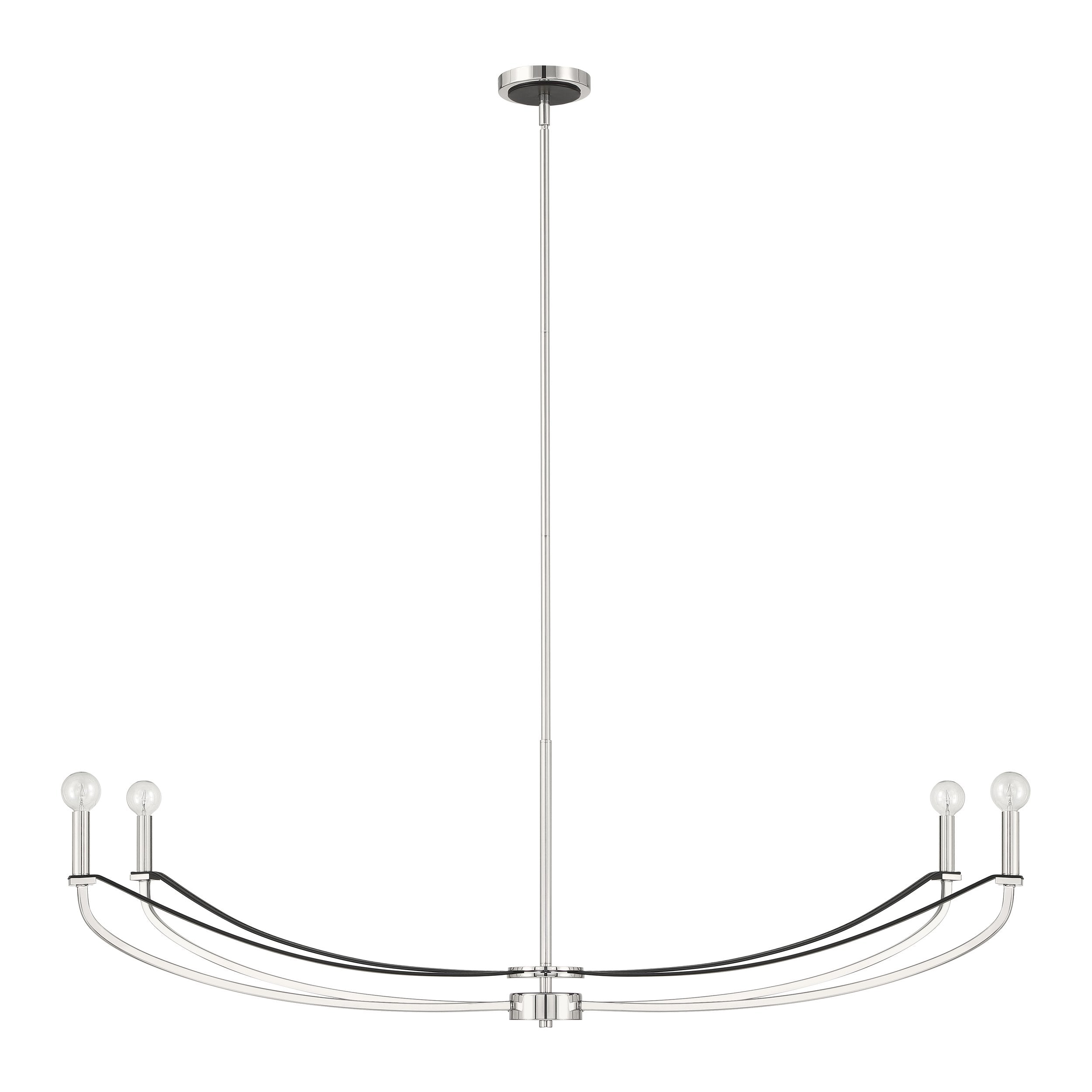 Sussex 47-inch 4-light Polished Nickel and Black Faux Leather Linear Chandelier