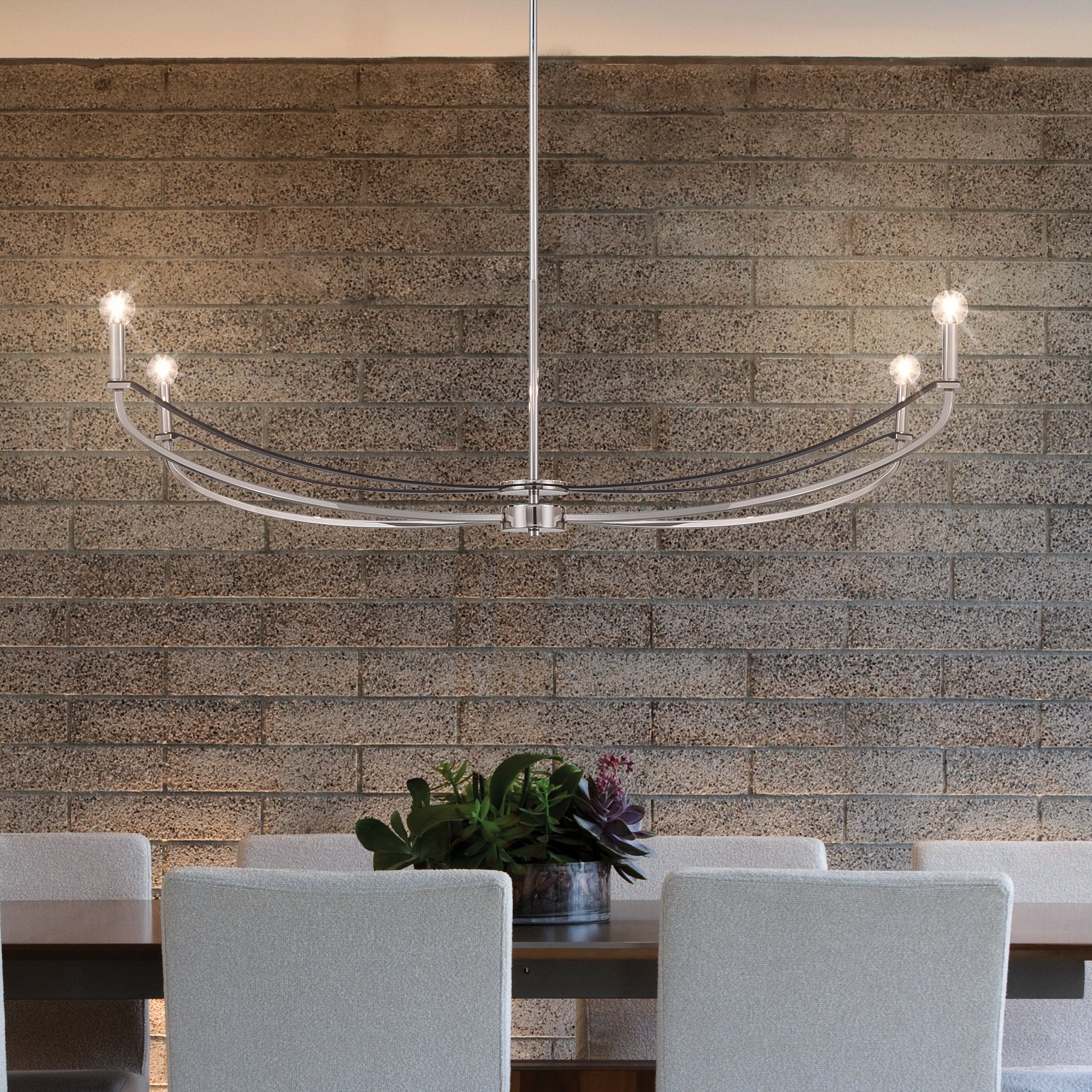Sussex 47-inch 4-light Polished Nickel and Black Faux Leather Linear Chandelier