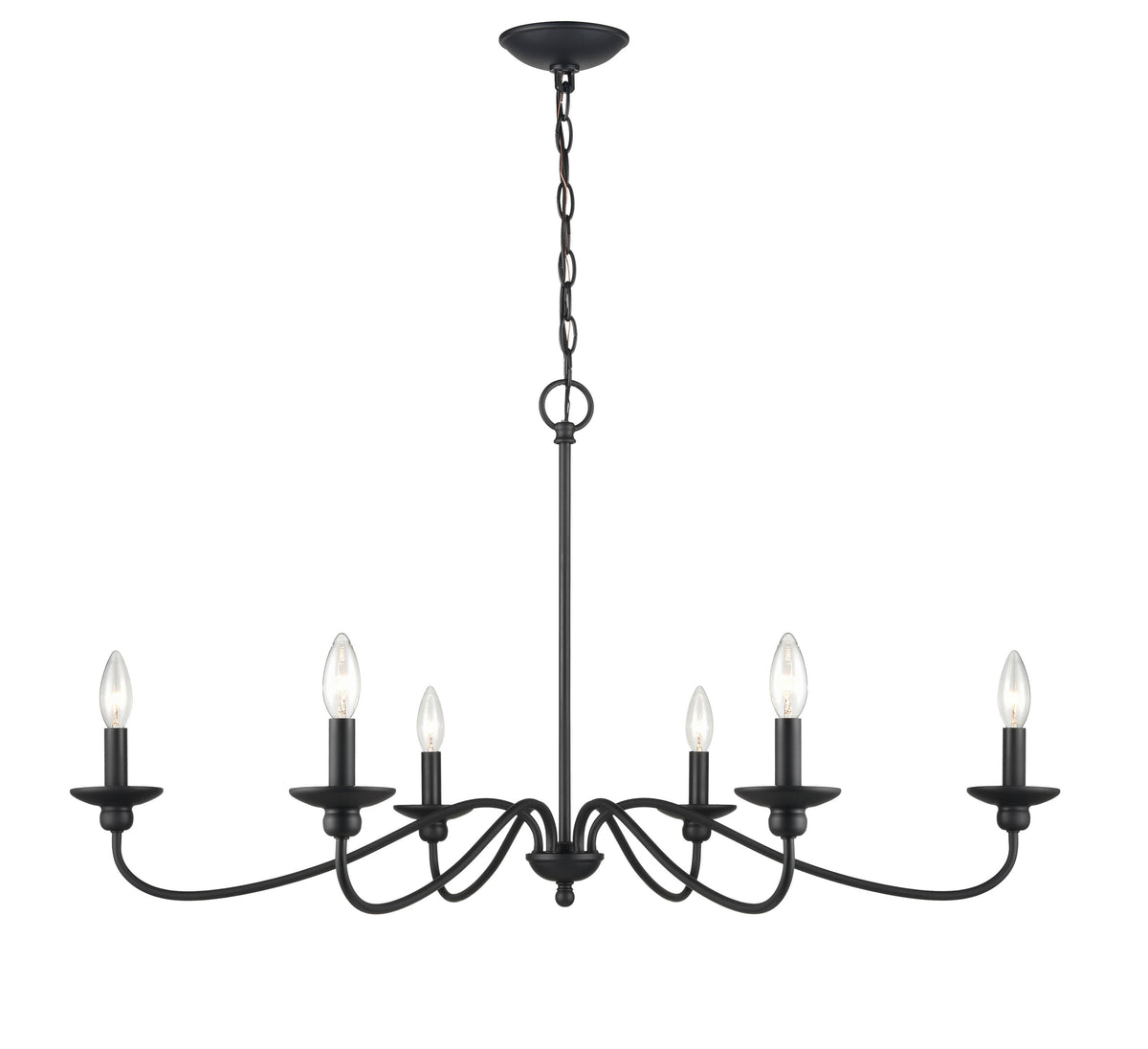 20.5'' Delvona Matte Black 6 Light Chandelier