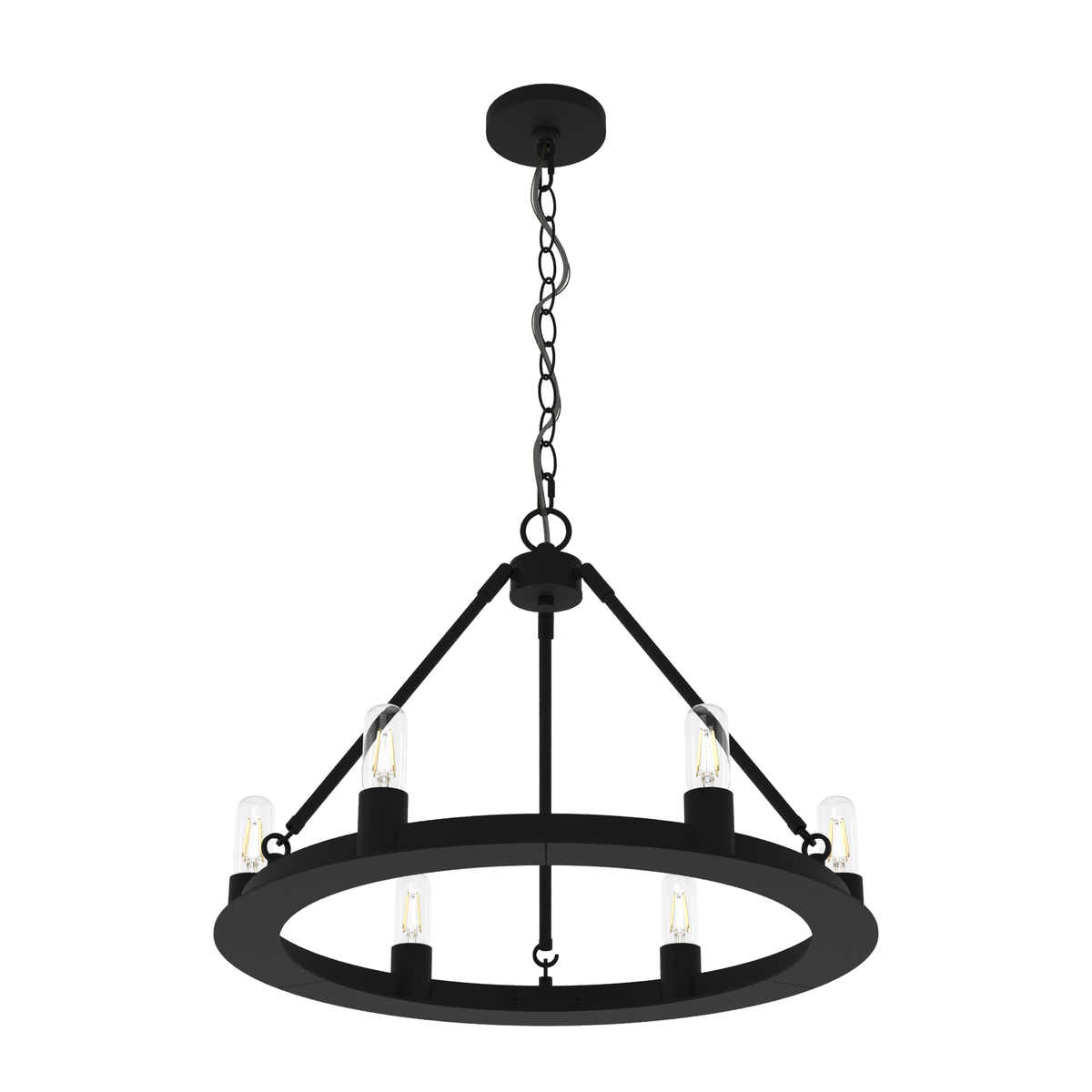 Saddlewood 24-inch 6-light Natural Black Iron Chandelier