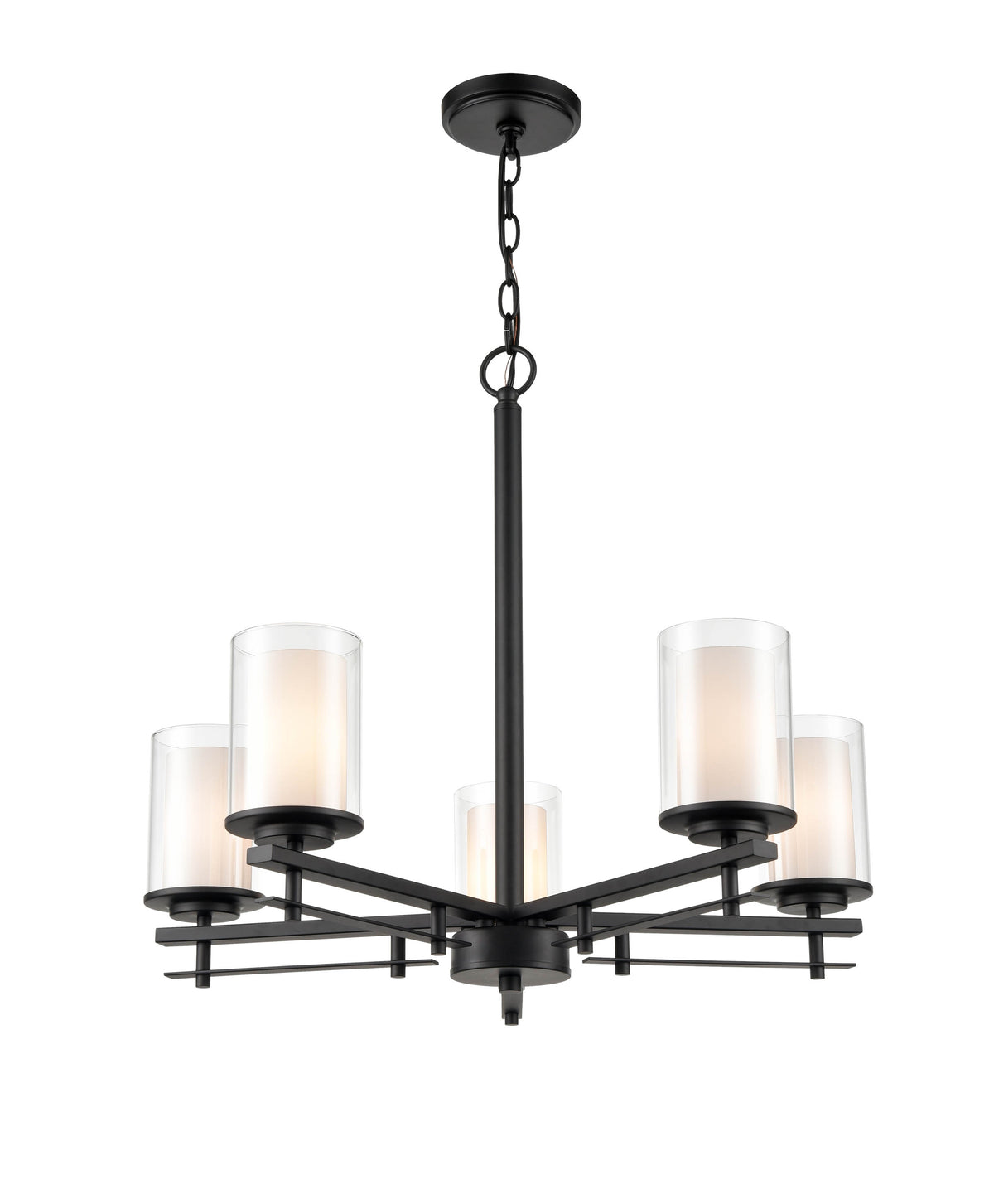 23'' Huderson Matte Black 5 Light Chandelier
