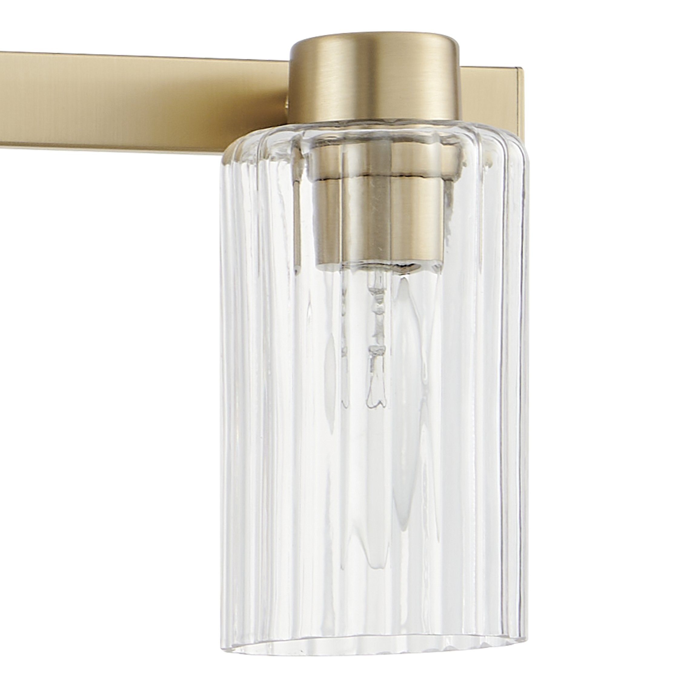 Bedminster 30-inch 4-light Champagne Gold Vanity Light with Clear Ribbed Glass Shades