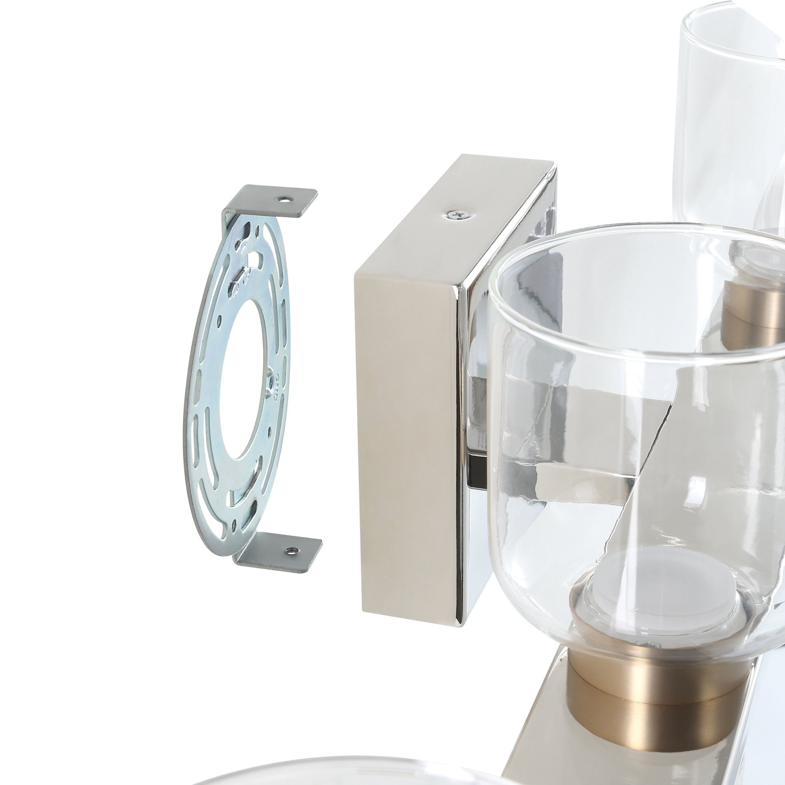 Amelia 34-inch 8-light Polished Nickel and Champagne Gold 5CCT LED Vanity Light with Clear and Clear Ribbed Glass