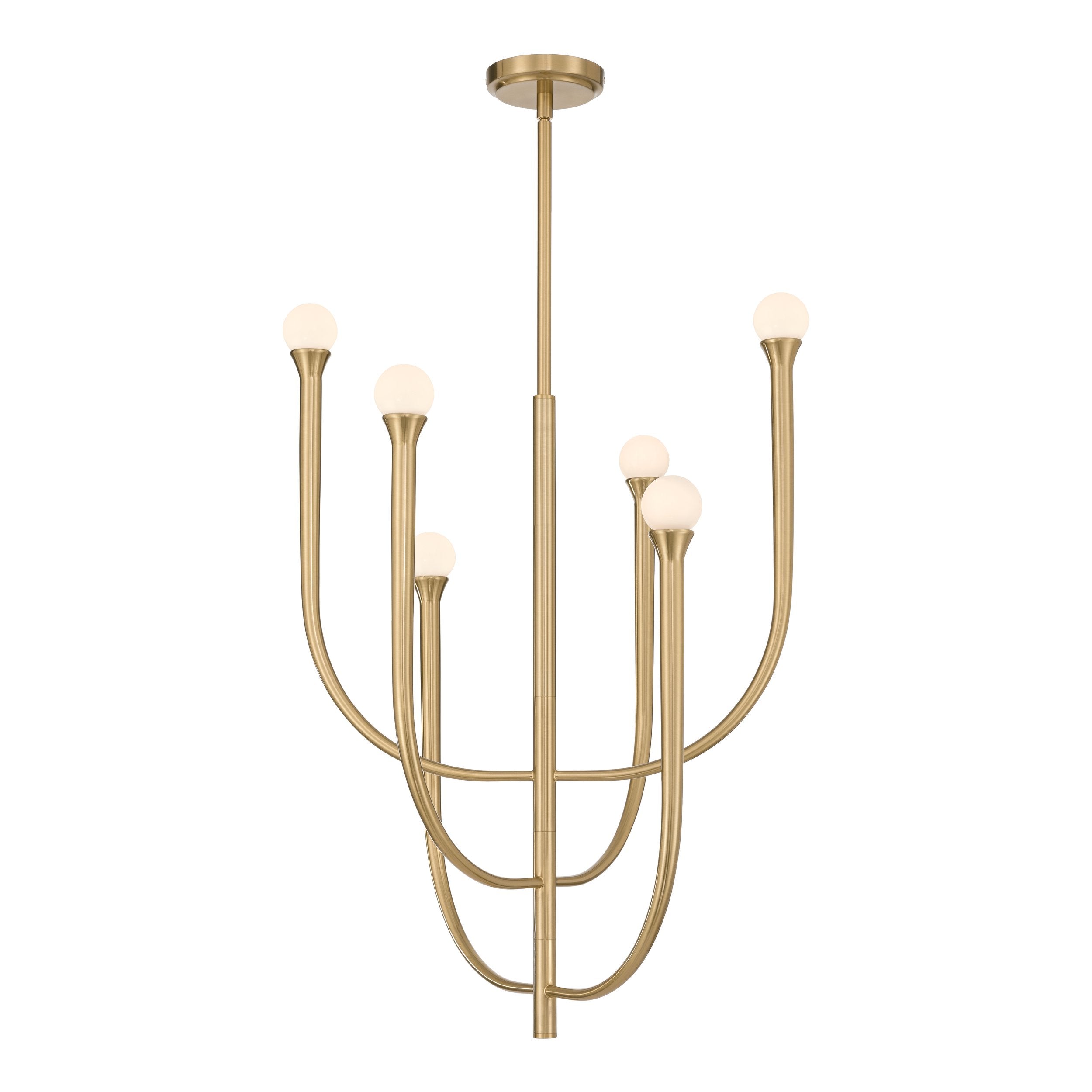 Dahlia 23-inch 6-light Brass Chandelier with Opal Glass Shades