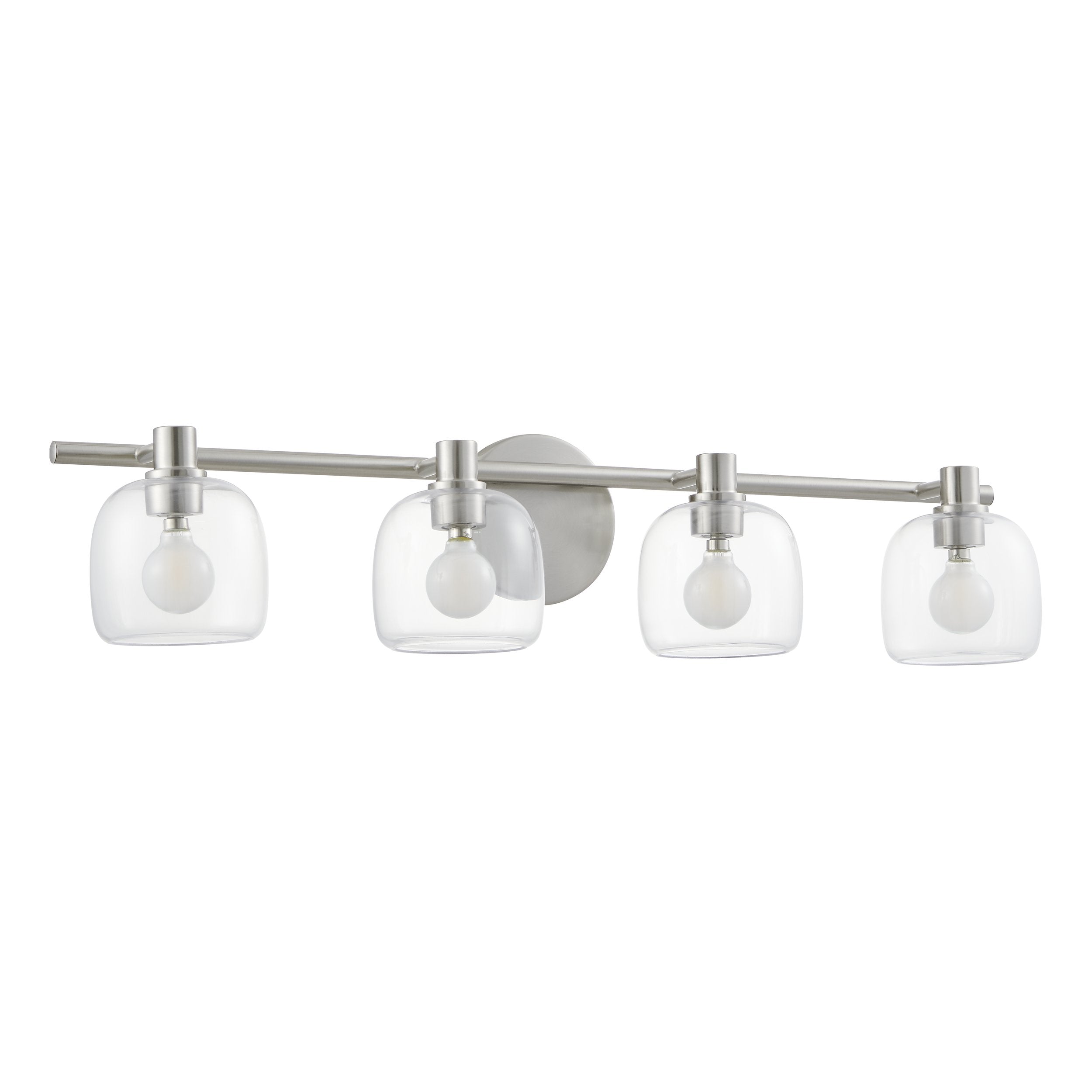 Valentina 30-inch 4-light Brushed Nickel Vanity Light with Clear Glass Shades