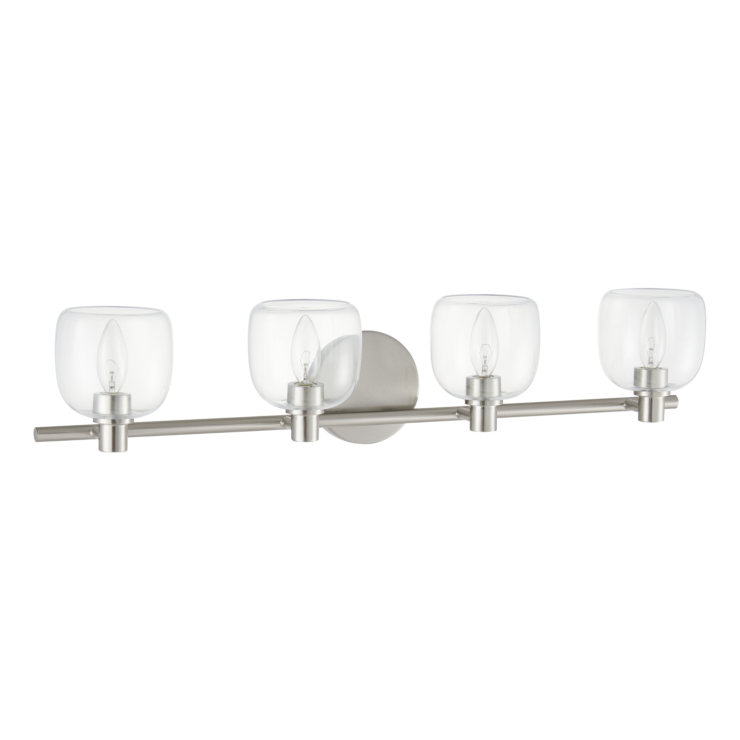 Valentina 30-inch 4-light Brushed Nickel Vanity Light with Clear Glass Shades