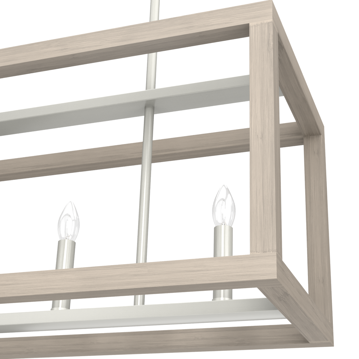Squire Manor 40-inch 5-light Brushed Nickel and Bleached Wood Linear Chandelier