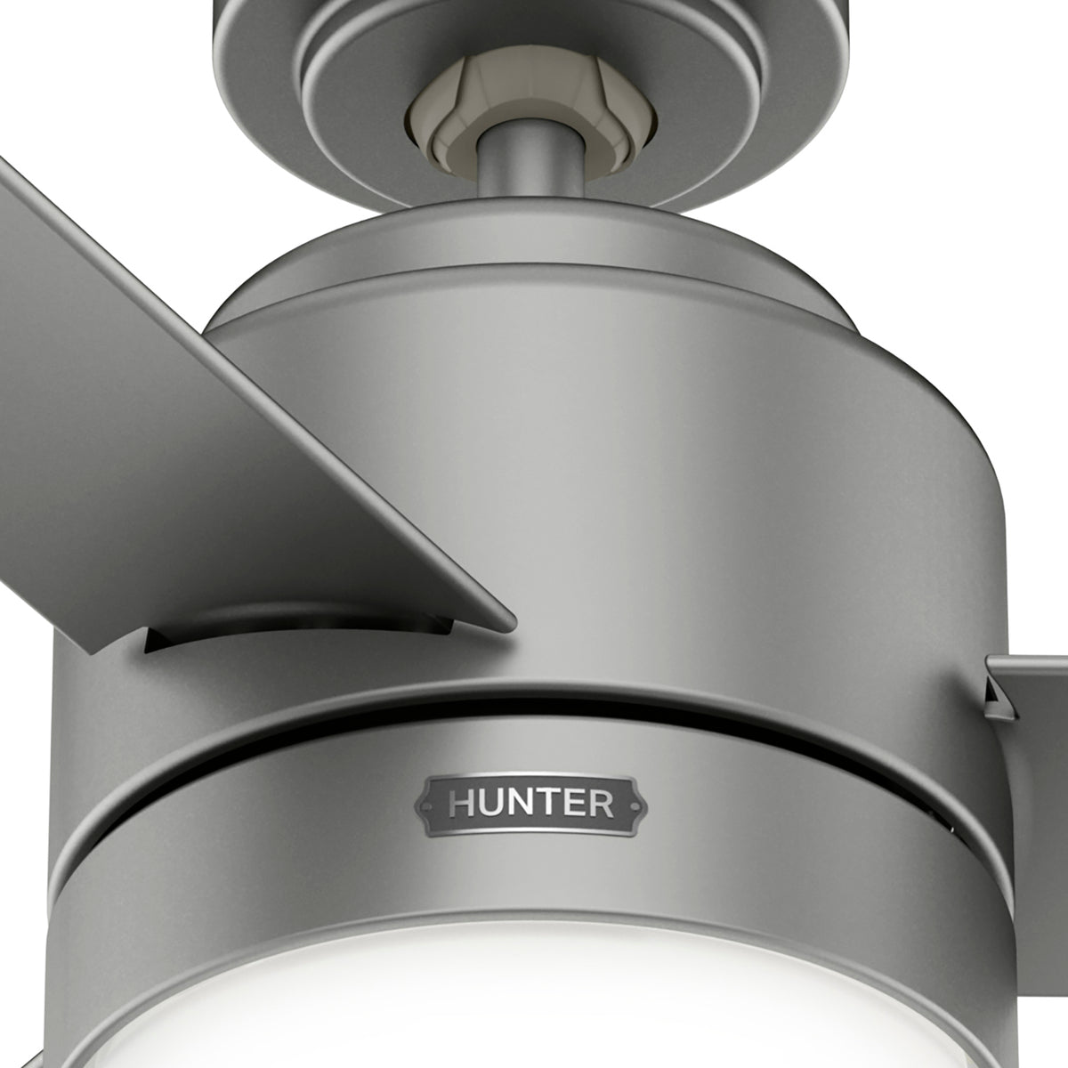 44 inch Gilmour Matte Silver Damp Rated Ceiling Fan with LED Light Kit and Handheld Remote