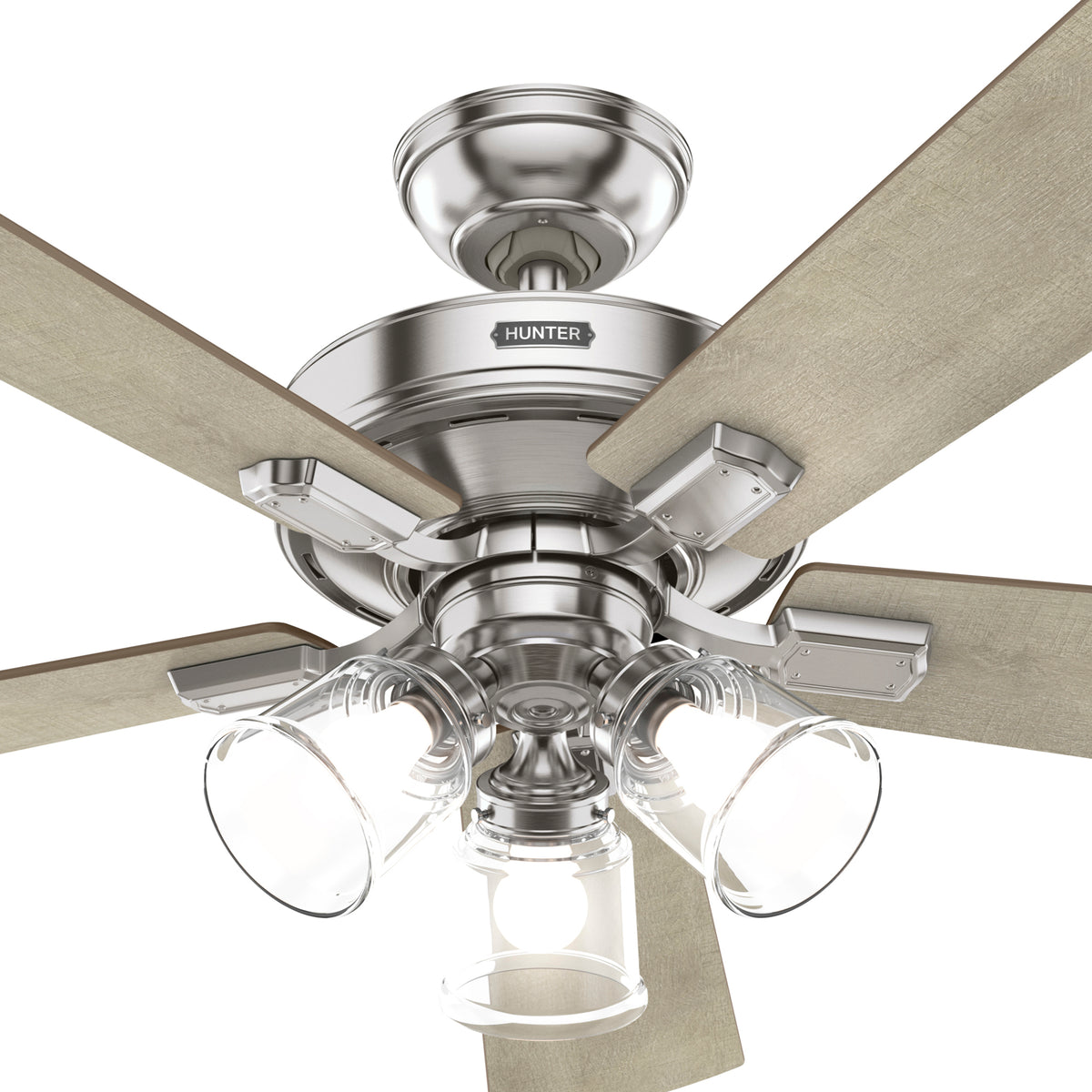 52 inch Crestfield Brushed Nickel Ceiling Fan with LED Light Kit and Handheld Remote
