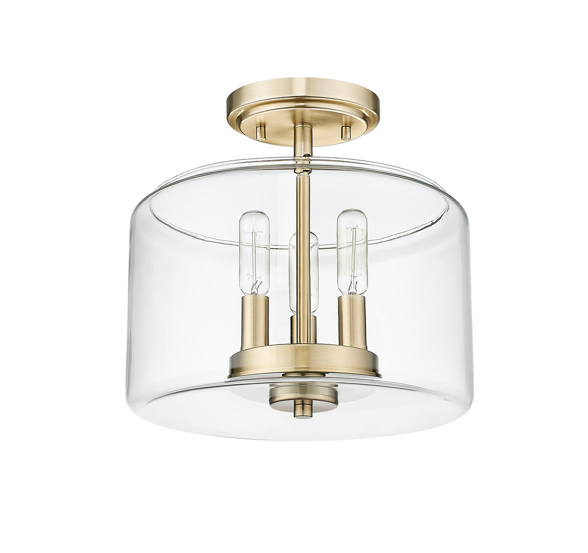 10.6'' Asheville Modern GoldClear 3 Light Semi-Flush Mount