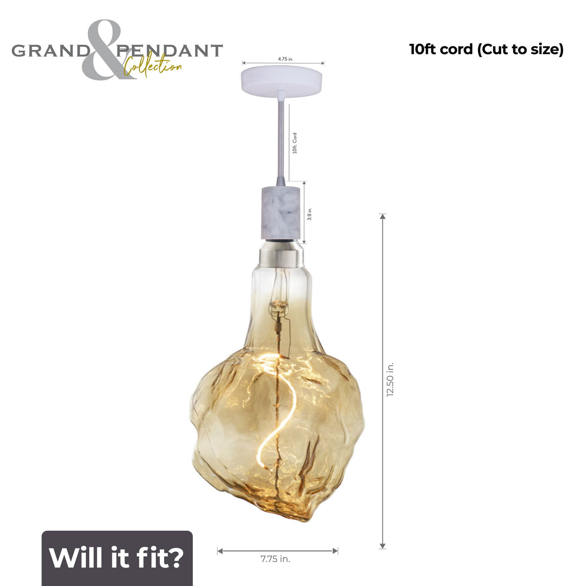 Antique 4W Dimmable LED Flush Mount Ceiling Light, 2000K, 200 Lumens, 7.75-inch Dia x 12.5-inch L
