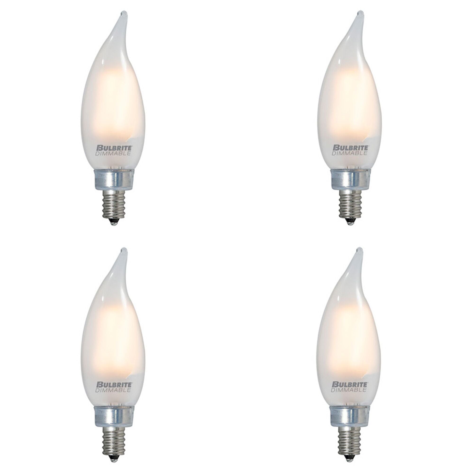 CA10 3.6W Dimmable Milky Filament LED Light Bulb with E12 Base, 2700K, 300 Lumens, 4-Pack