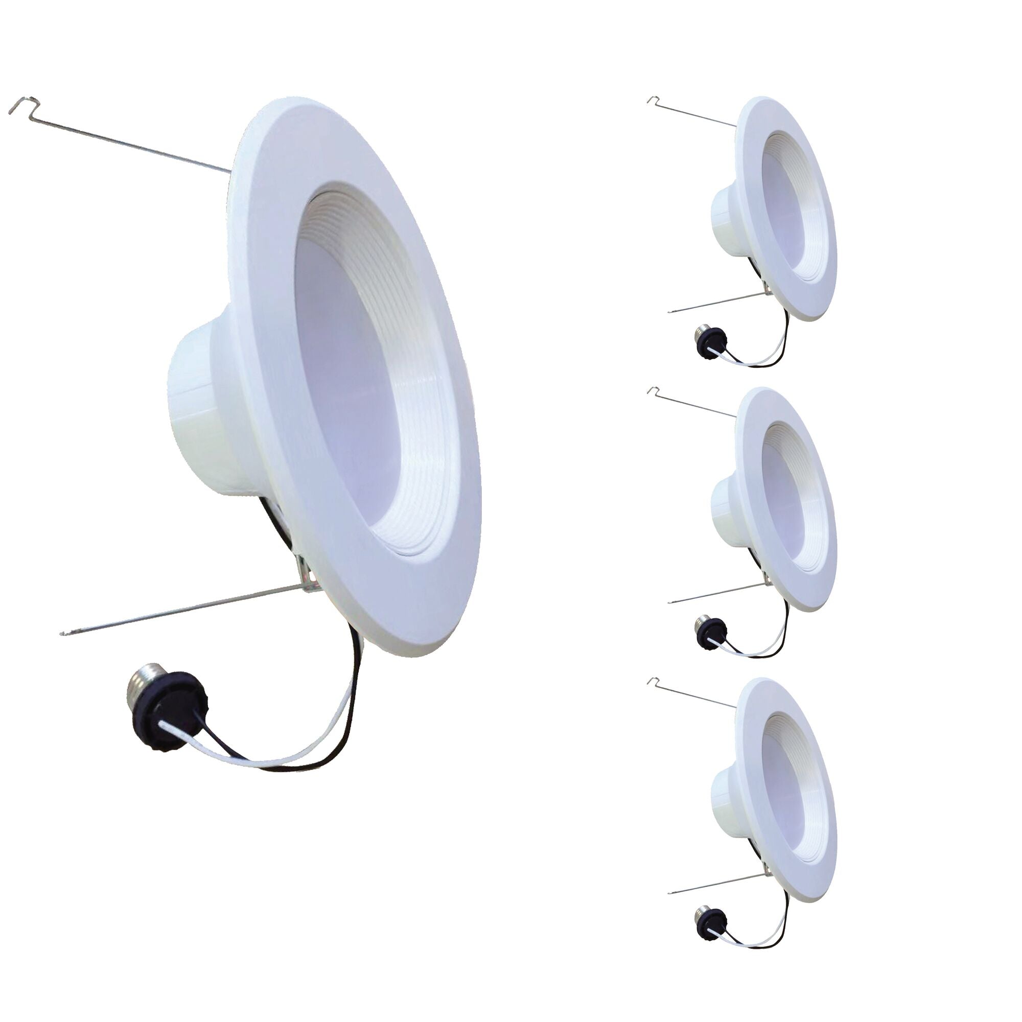 5/6-inch White Round - Smooth Trim - Regressed 14W Dimmable LED Retrofit Recessed Downlight, 3000K, 1100 Lumens, 4-Pack