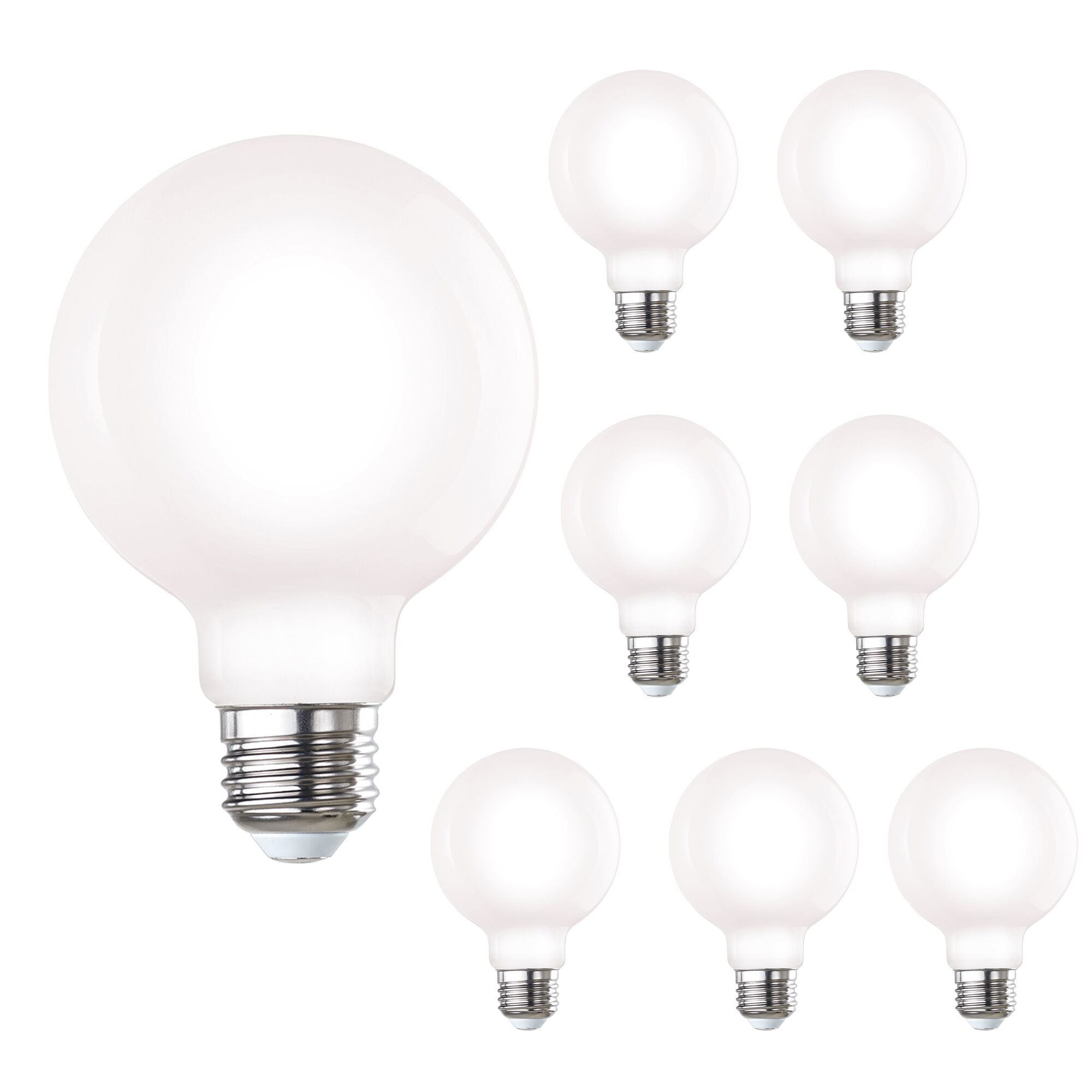 G25 7W Dimmable Milky Filament LED Light Bulb with E26 Base, 2700K, 800 Lumens, 8-Pack