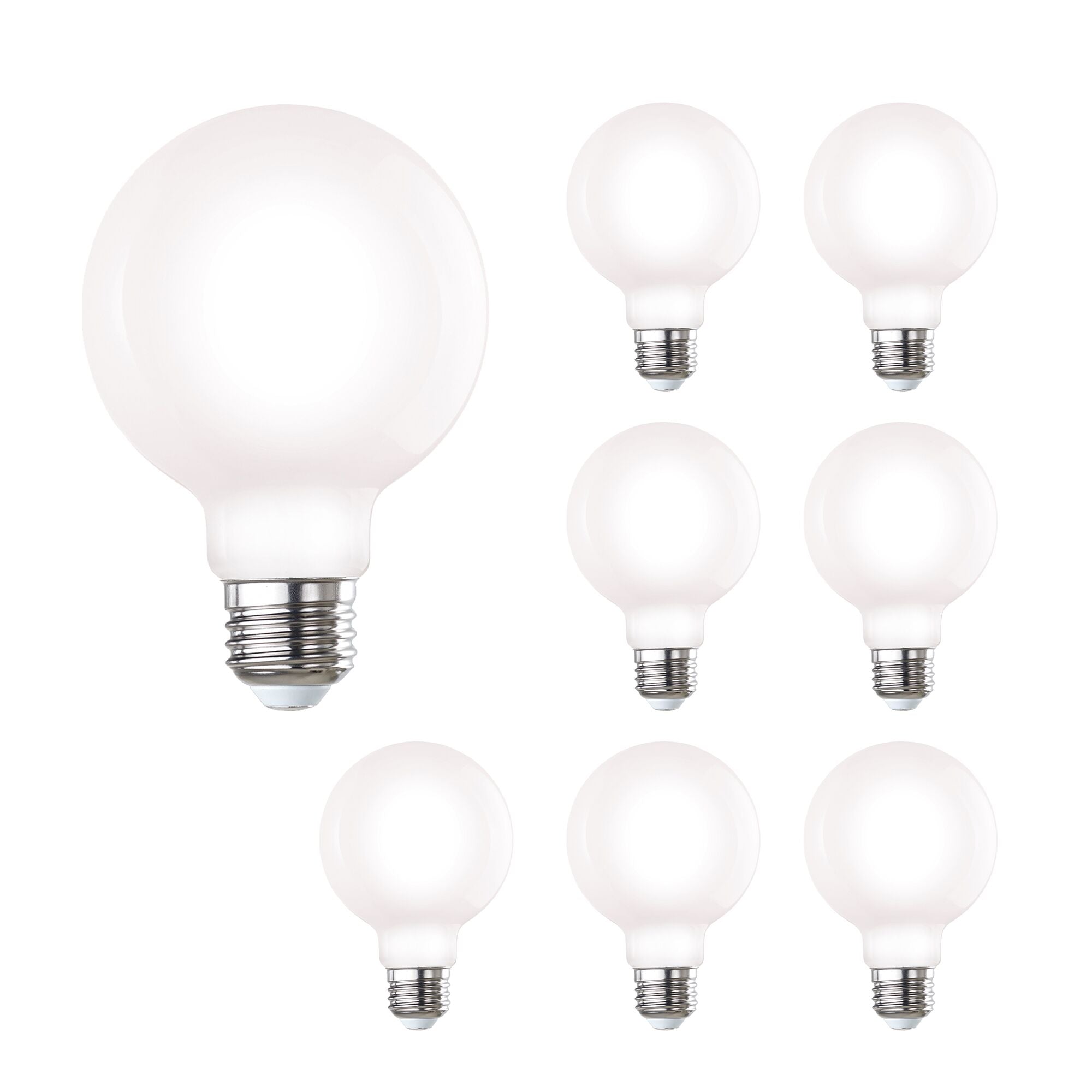G25 7W Dimmable Milky Filament LED Light Bulb with E26 Base, 4000K, 800 Lumens, 8-Pack