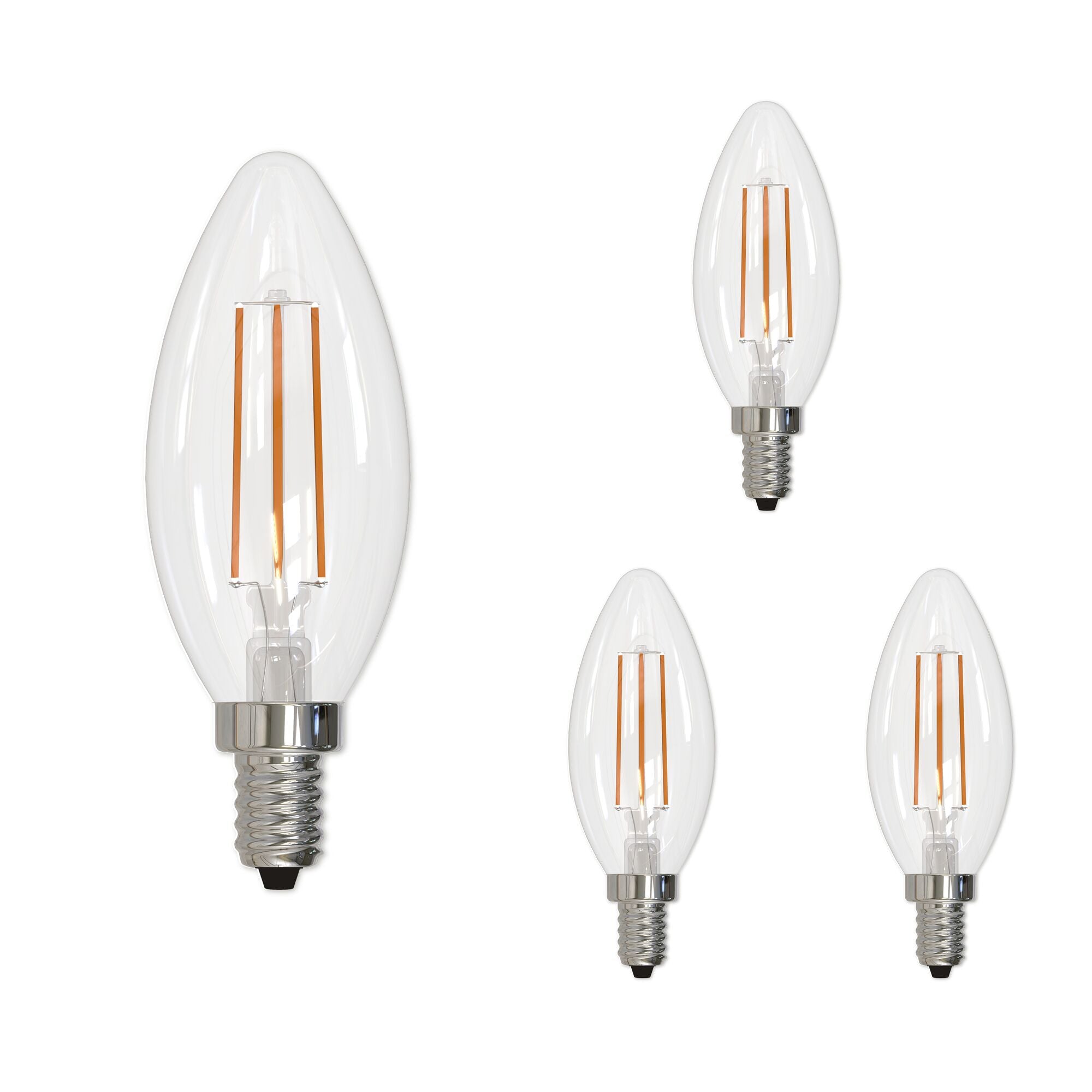 B11 5.1W Dimmable Clear Filament LED Light Bulb with E12 Base, 2700K, 500 Lumens, 4-Pack