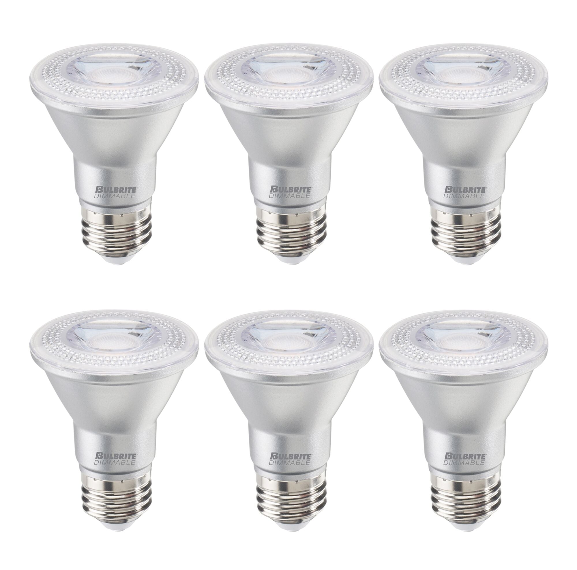 PAR20 6.5W Dimmable LED Light Bulb with E26 Base, 3000K, 500 Lumens, Narrow Flood, 6-Pack