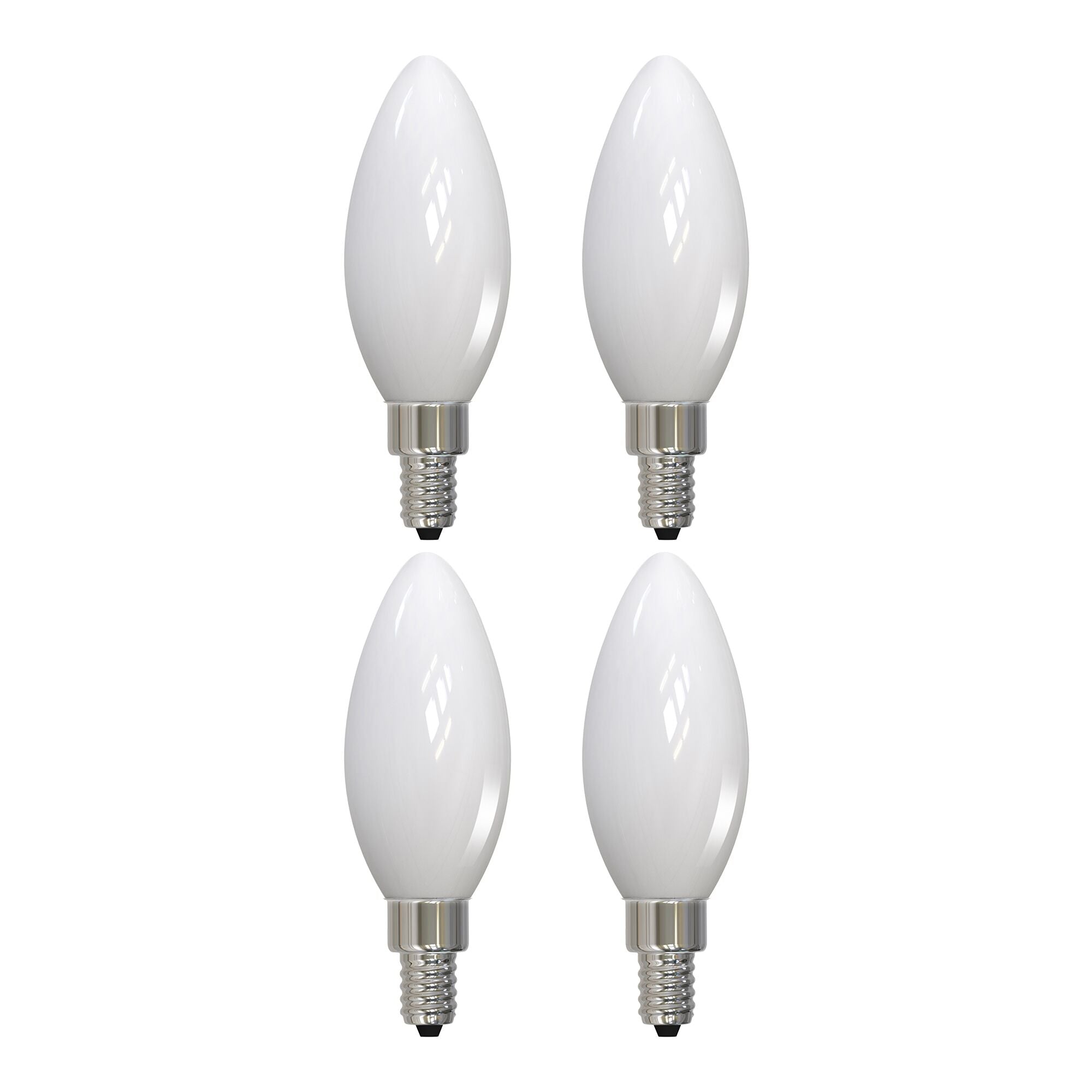 B11 5W Dimmable Milky Filament LED Light Bulb with E12 Base, 3000K, 500 Lumens, 4-Pack