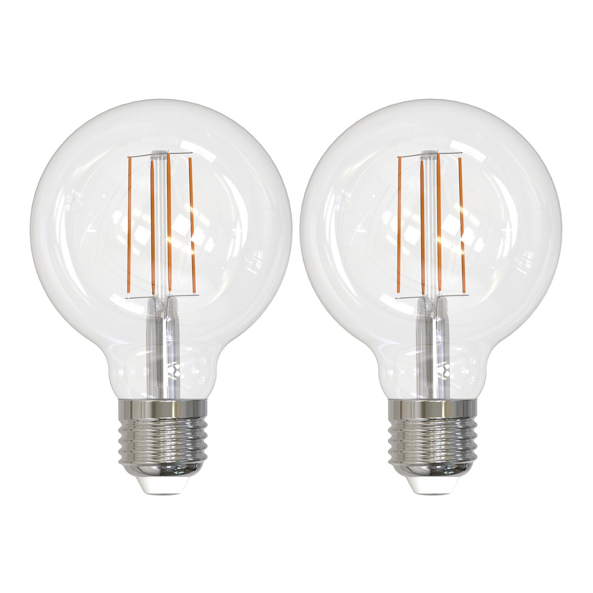 G25 8.5W Dimmable Clear Filament LED Light Bulb with E26 Base, 3000K, 800 Lumens, 2-Pack