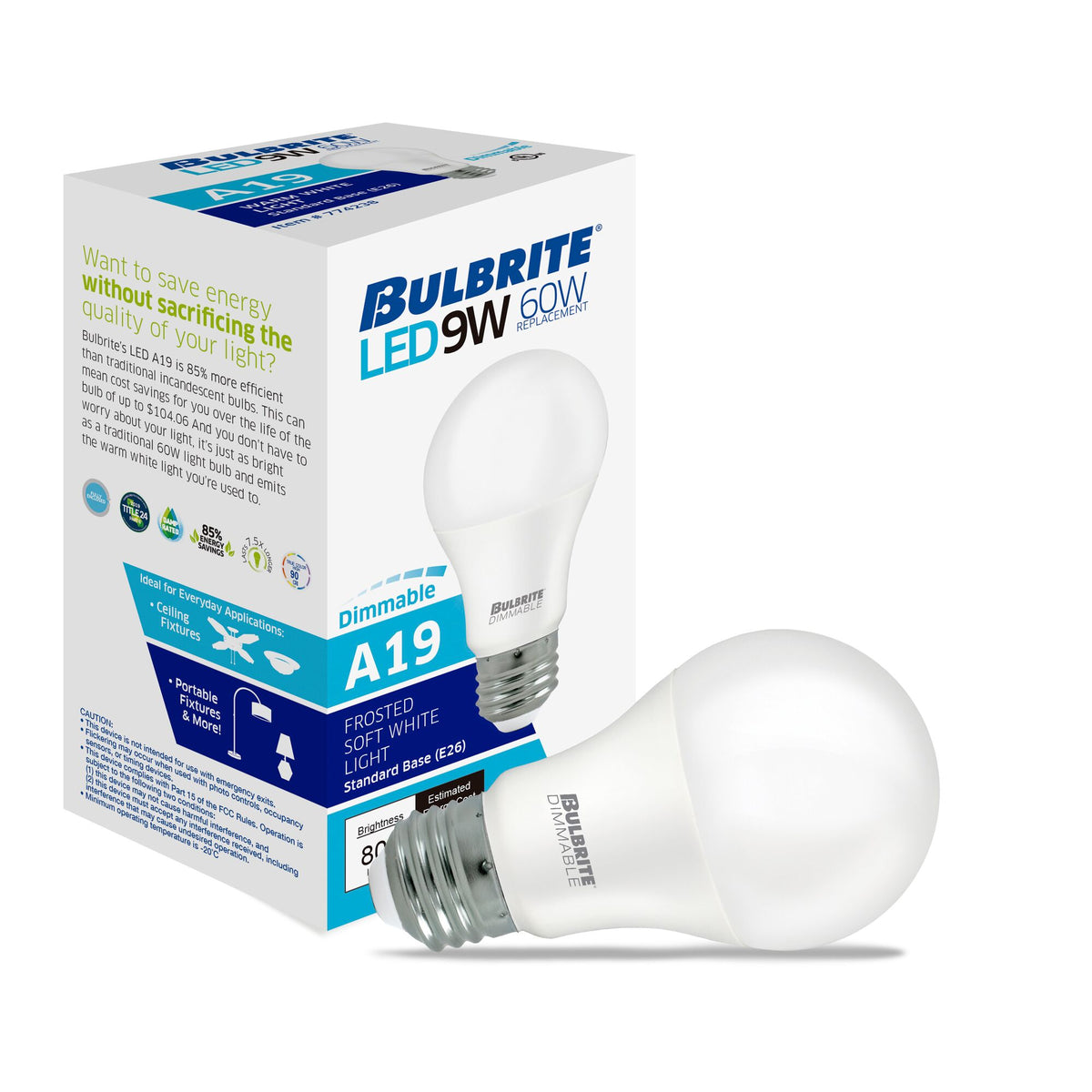 A19 9W Dimmable Frost Filament LED Light Bulb with E26 Base, 2700K, 800 Lumens, 24-Pack