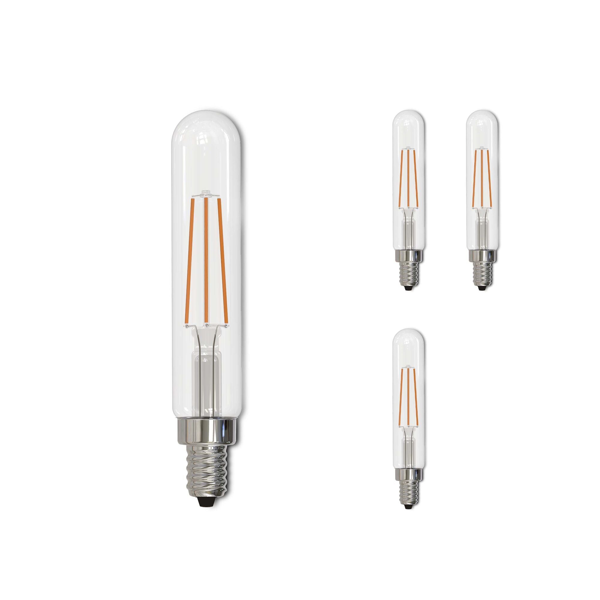 T8 4.5W Dimmable Clear Filament LED Light Bulb with E12 Base, 2700K, 450 Lumens, 4-Pack