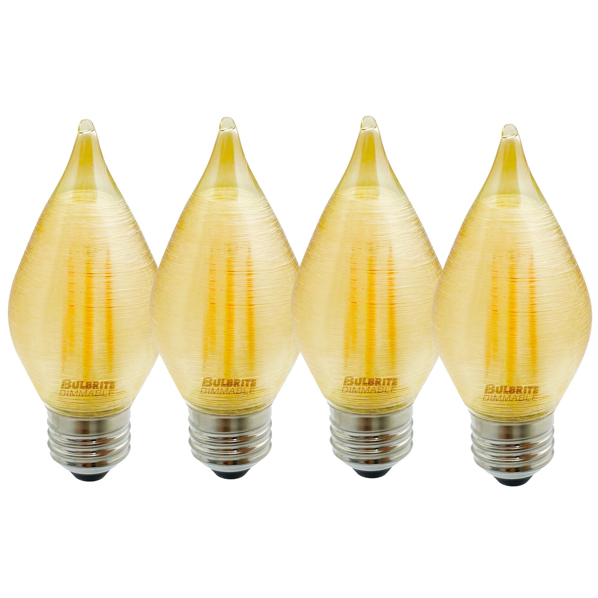 C15 4W Dimmable Amber Filament LED Light Bulb with E26 Base, 2100K, 250 Lumens, 4-Pack