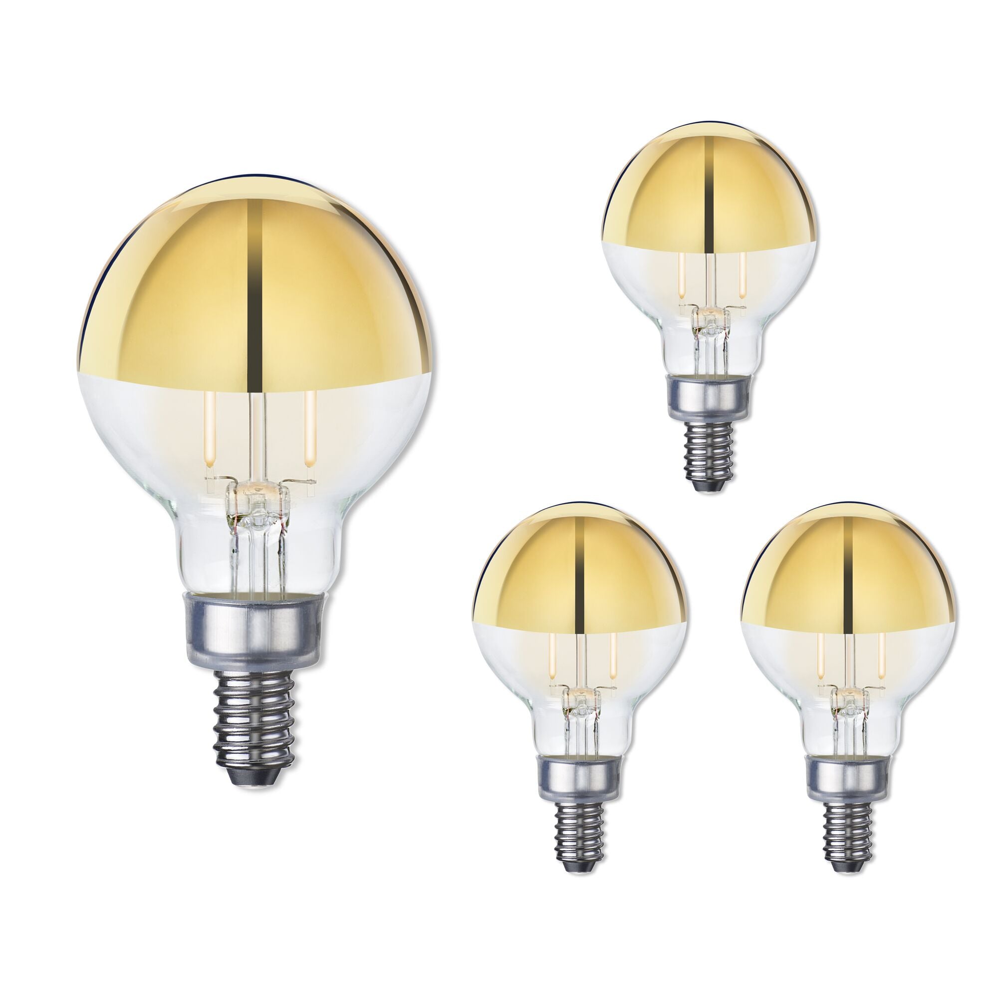 G16 2.5W Dimmable Half Gold Filament LED Light Bulb with E12 Base, 2700K, 200 Lumens, 4-Pack