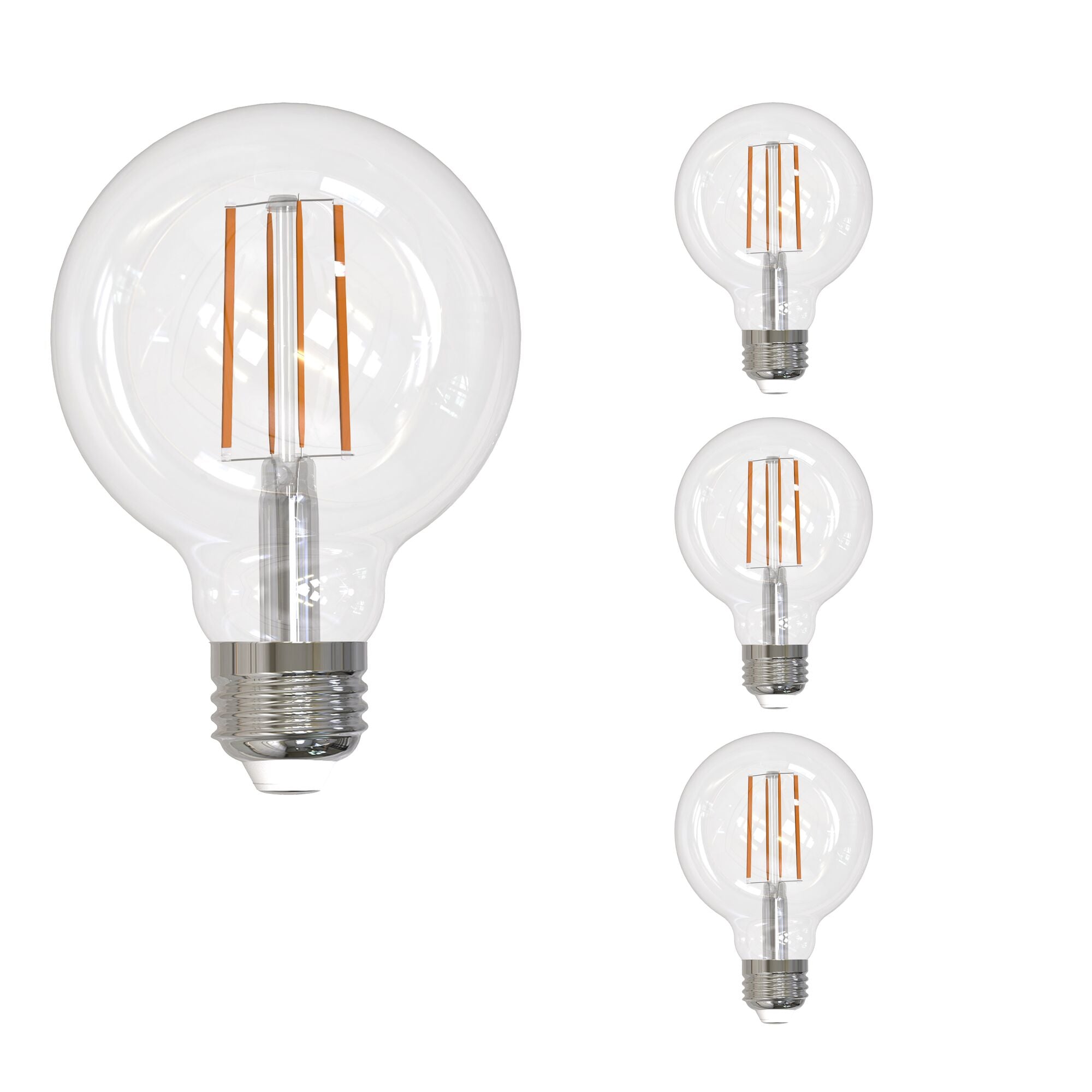G25 13W Dimmable Clear Filament LED Light Bulb with E26 Base, 3000K, 1400 Lumens, 4-Pack