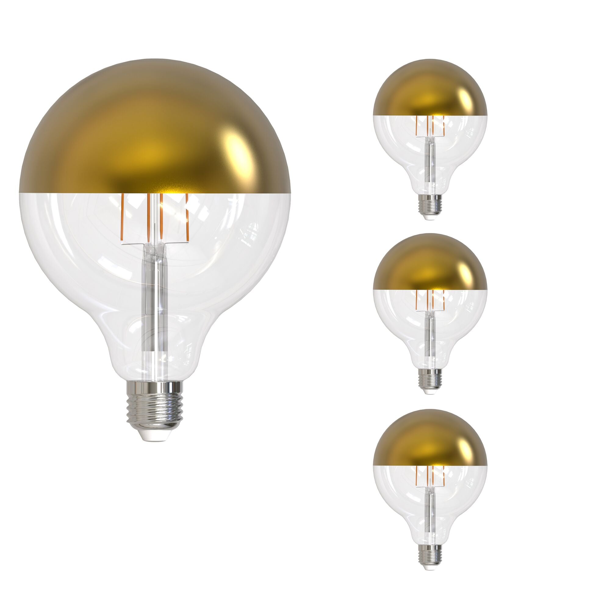 G40 6W Dimmable Half Gold Filament LED Light Bulb with E26 Base, 2700K, 500 Lumens, 4-Pack