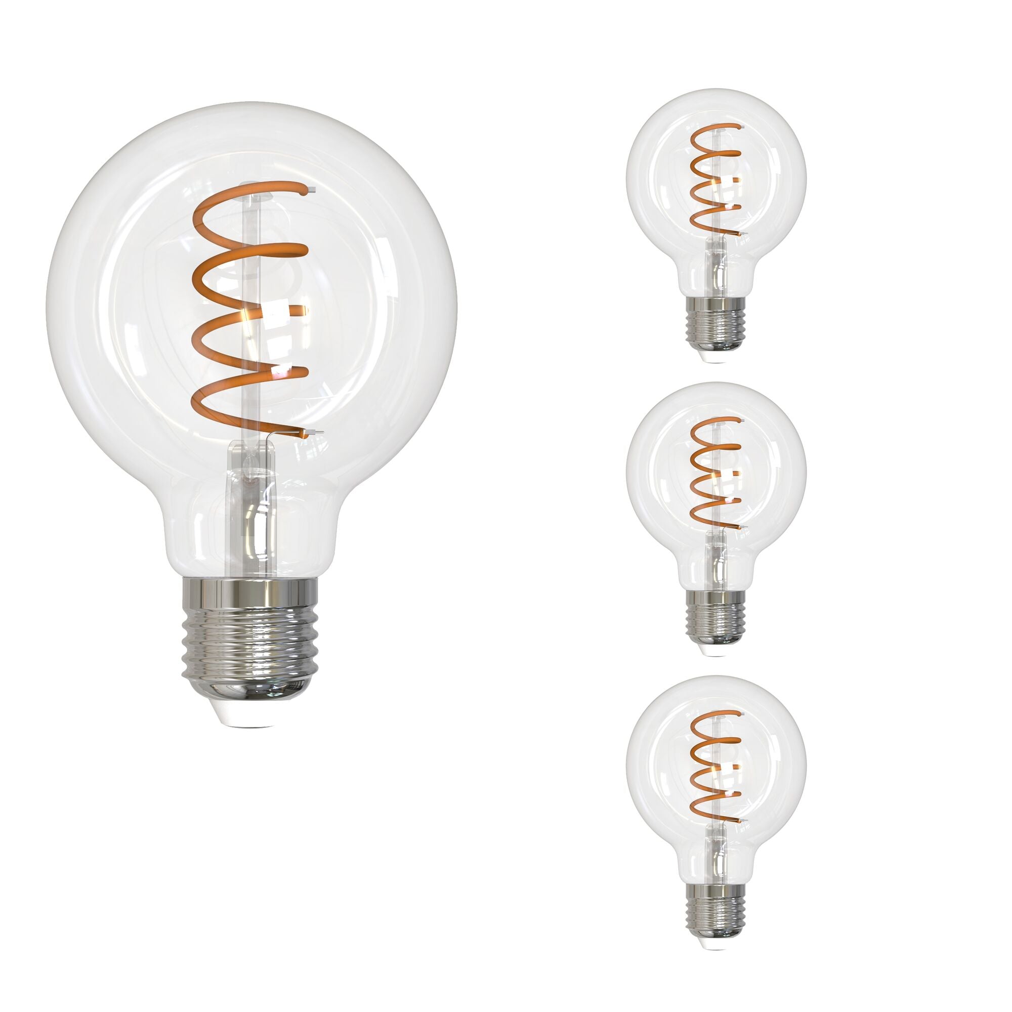 G25 4.5W Dimmable Clear Filament LED Light Bulb with E26 Base, 2100K, 350 Lumens, 4-Pack