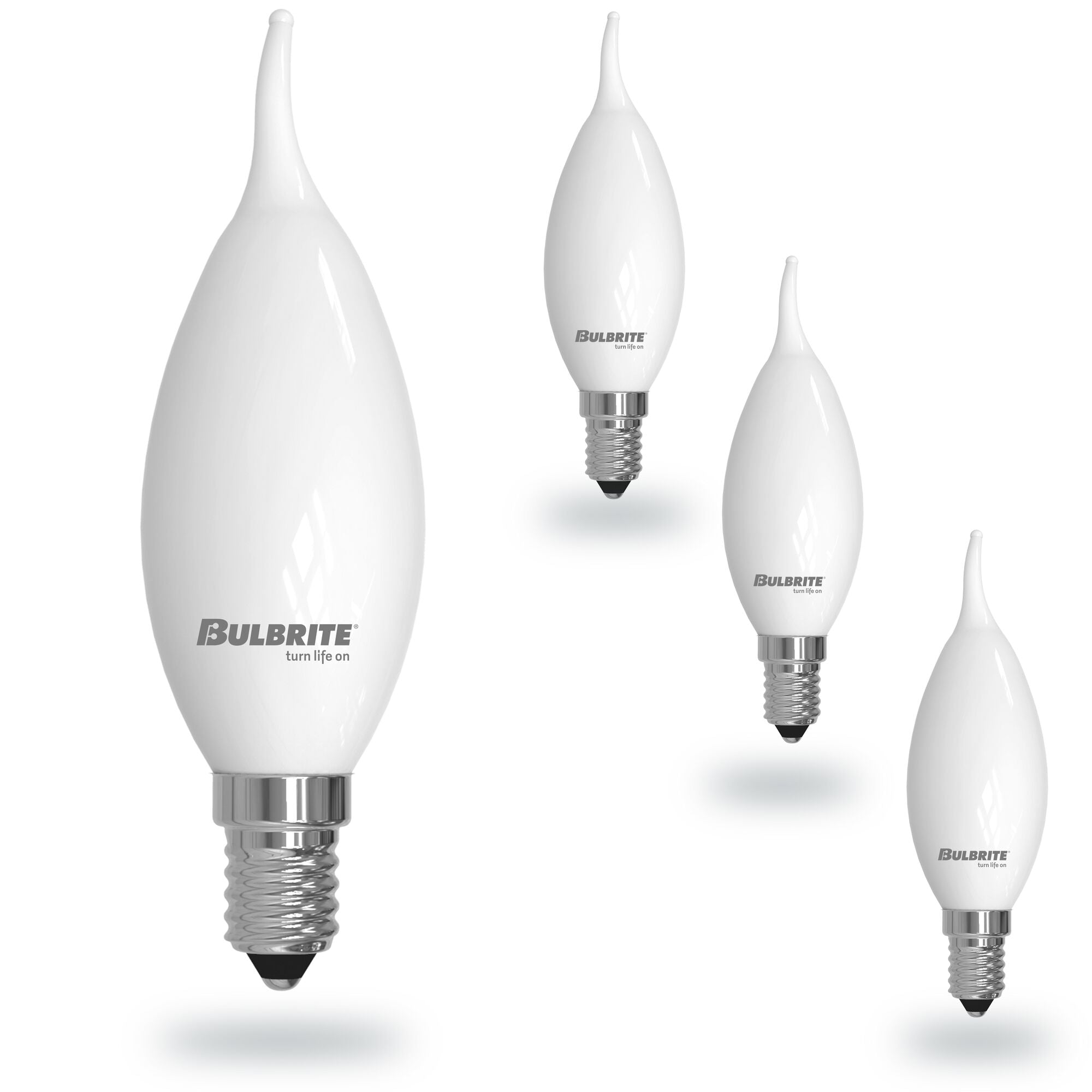 Warm Dims CA10 5W Dimmable Milky Filament LED Light Bulb with E12 Base, 3000K-1800K, 500 Lumens, 4-Pack