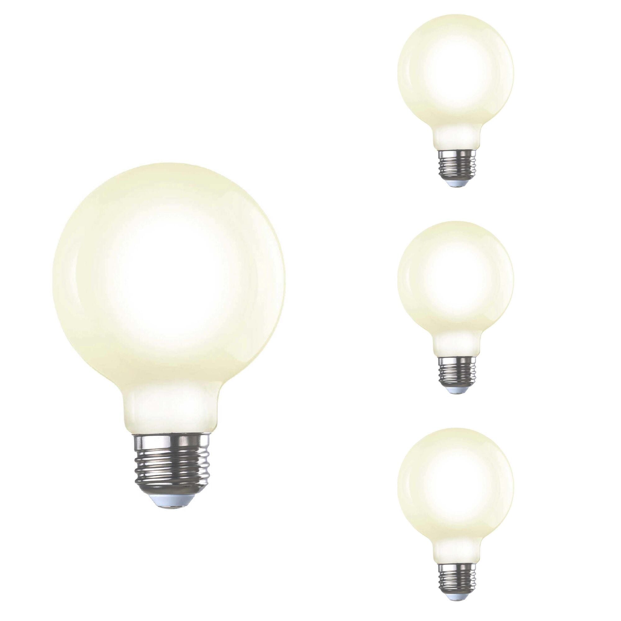 G25 8.5W Dimmable Milky Filament LED Light Bulb with E26 Base, 2700K, 800 Lumens, 4-Pack