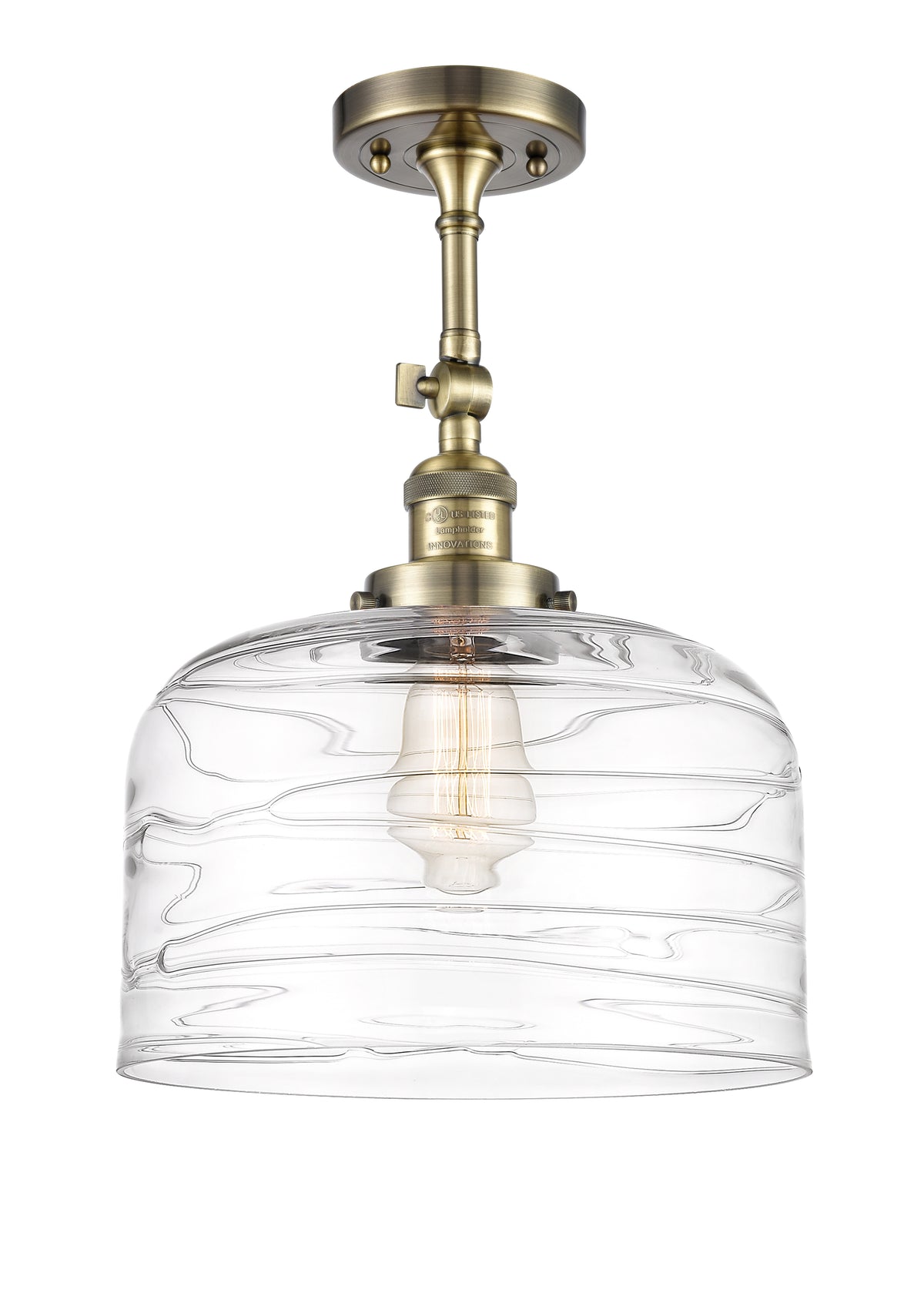 Bell 12-Inch 1-Light Semi-Flush Mount with LED Bulb 16.5-Inch High Sloped-Ceiling Compatible