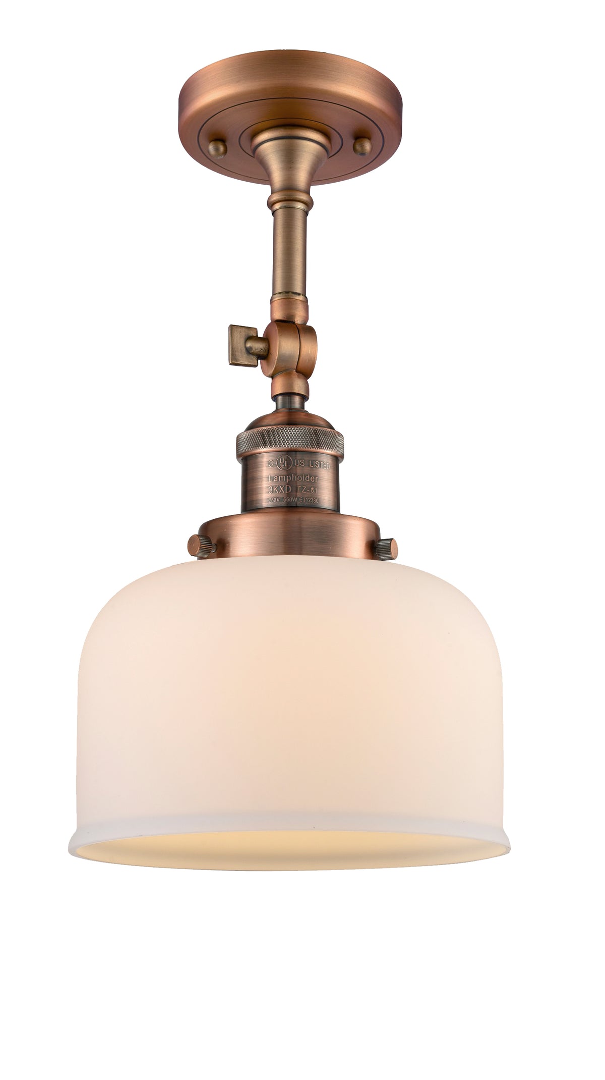 Bell 8-Inch 1-Light Semi-Flush Mount with LED Bulb 14.5-Inch High Sloped-Ceiling Compatible