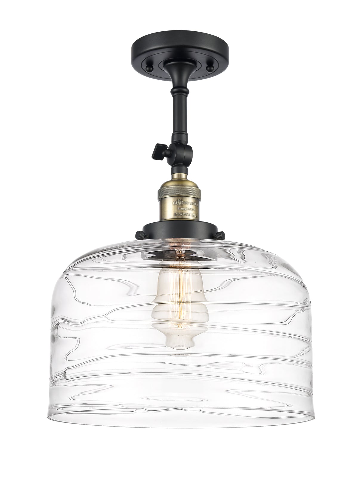 Bell 12-Inch 1-Light Semi-Flush Mount 16.5-Inch High Sloped-Ceiling Compatible