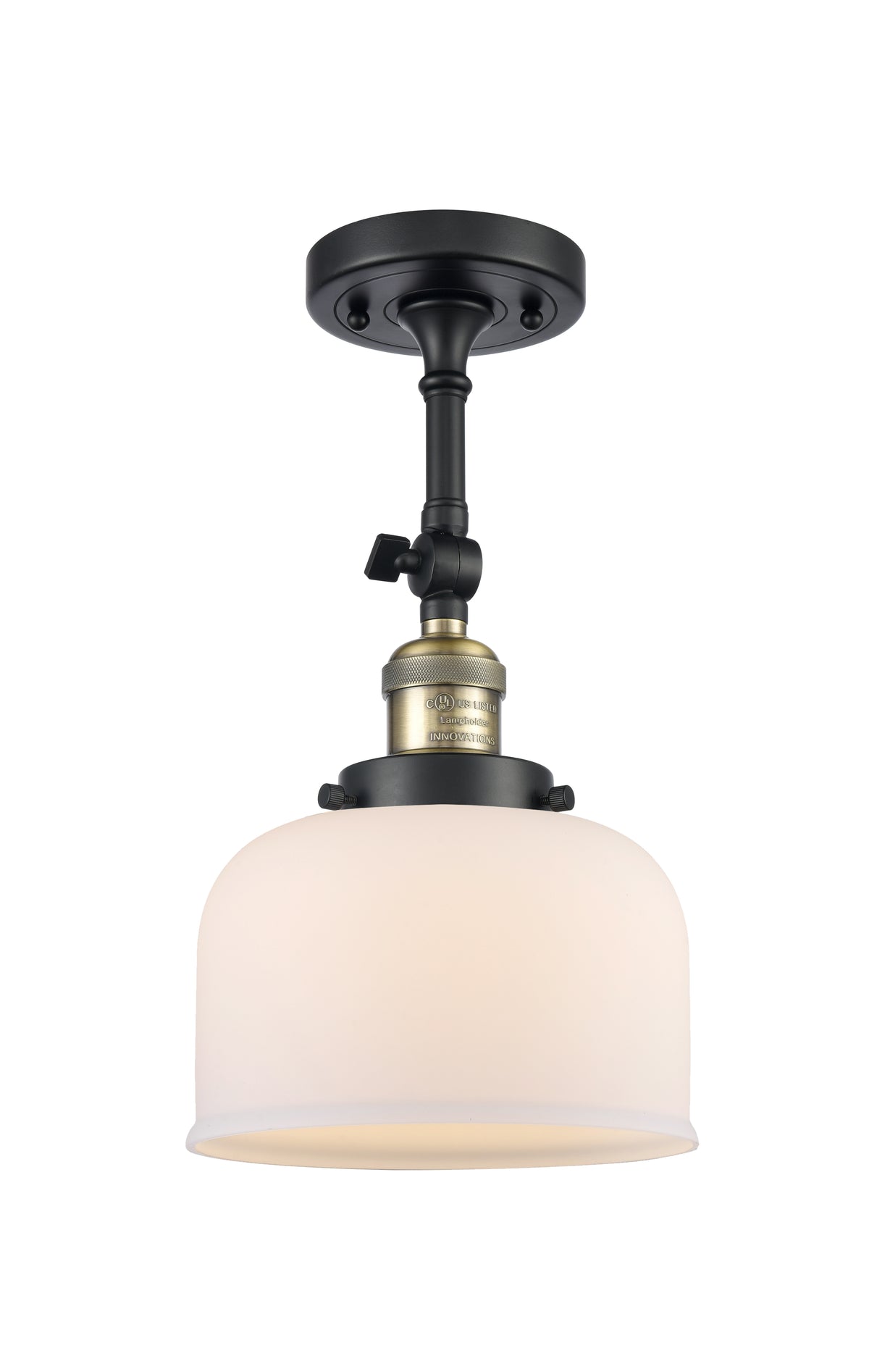 Bell 8-Inch 1-Light Semi-Flush Mount with LED Bulb 14.5-Inch High Sloped-Ceiling Compatible